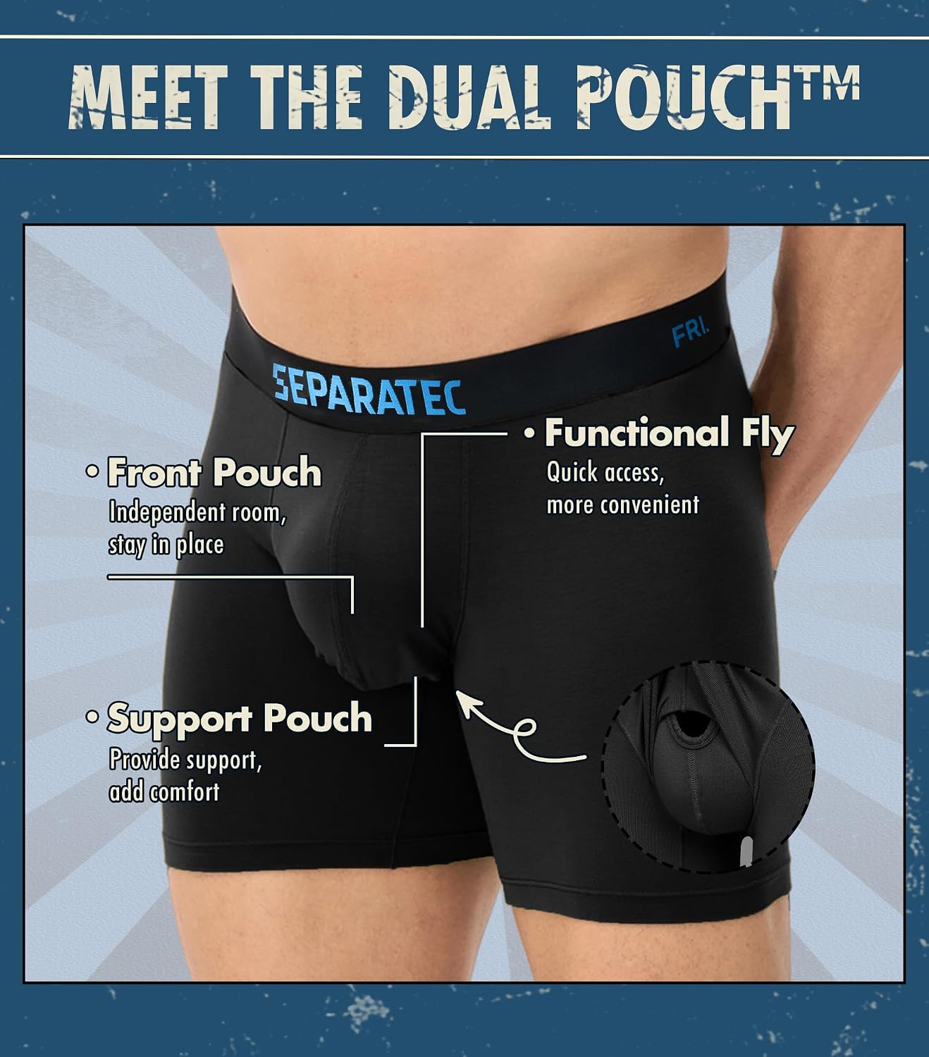 Detalle 2 de Separatec Dual Pouch Boxer Briefs, 7-Pack, Bamboo Rayon, Moisture-Wicking