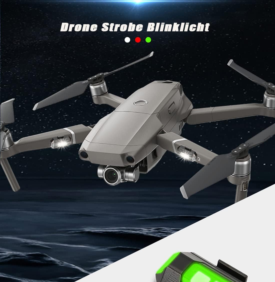 Detalle 2 de Indrnif SY-01151-CX – 4 lampki stroboskopowe LED do drona, 7 kolorów, USB-C