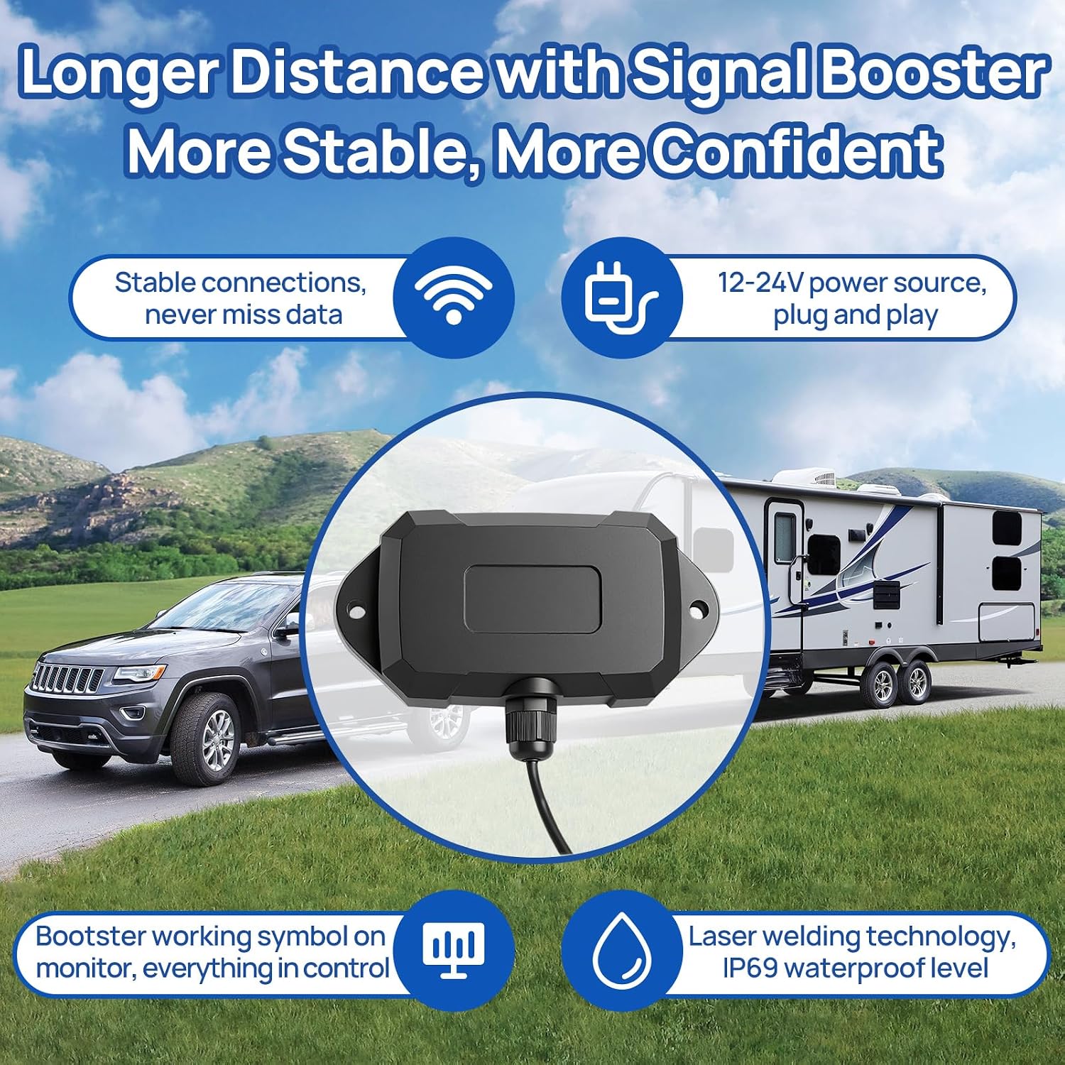 Detalle de Masoll RV Tire Pressure Monitoring System, Gen 2 with 4 Sensors and Color LCD Display