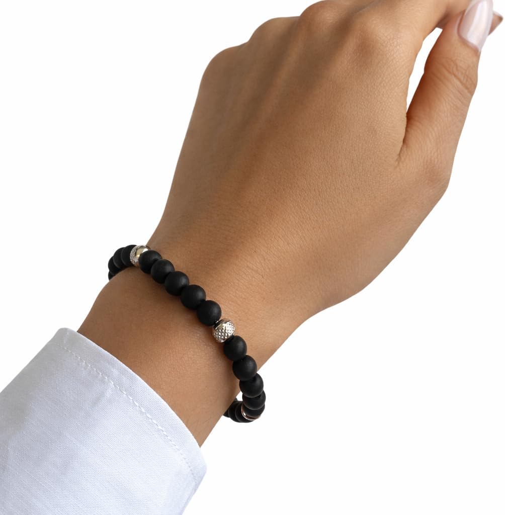 Thumbnail 4 de 10:10 Bracciale Onice Nera regolabile elegante