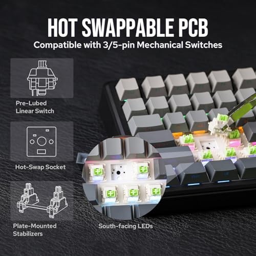 Detalle de EPOMAKER X Aula F75 MAX (Reaper Switch) teclado mecánico inalámbrico 75% con pantalla TFT y perilla