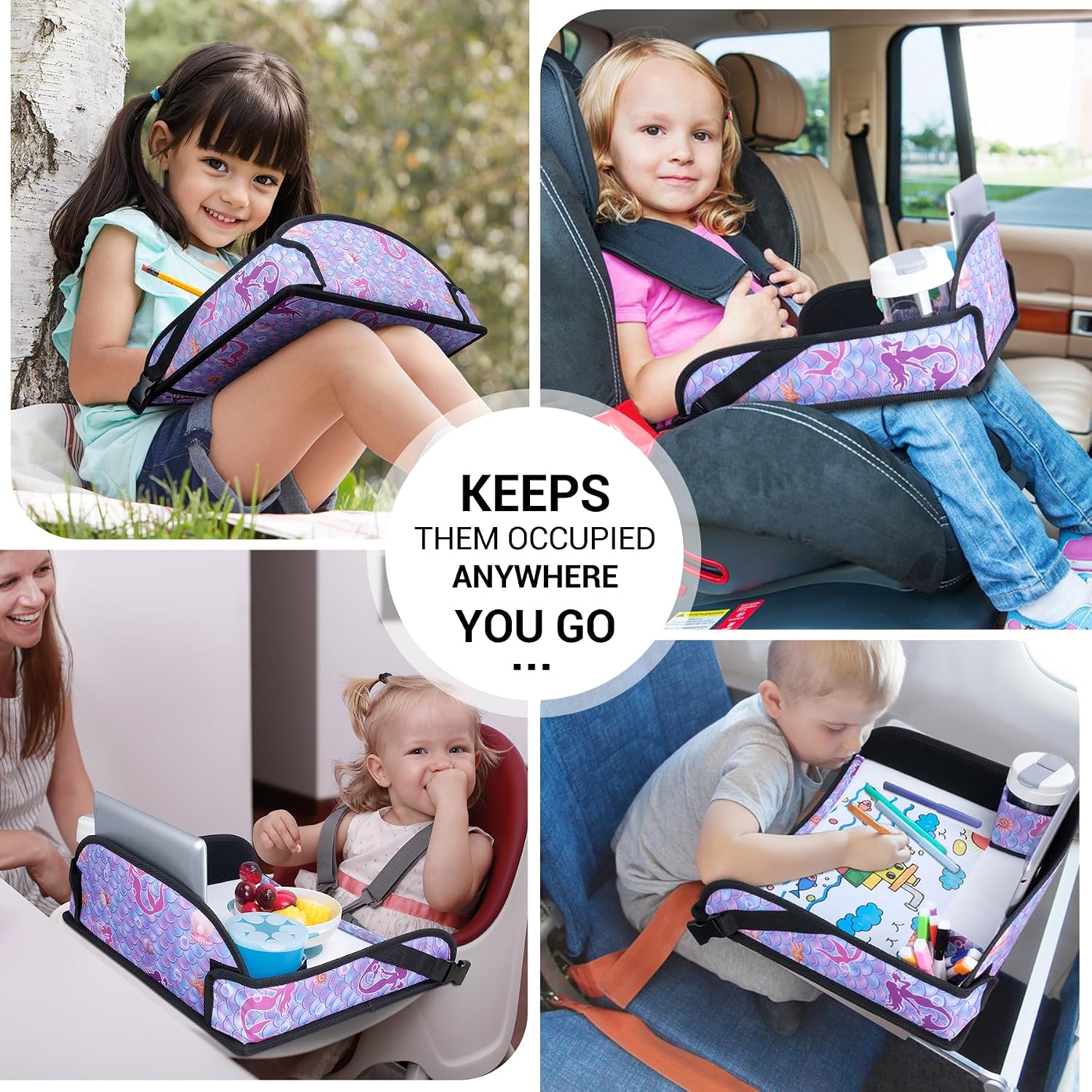 Thumbnail 5 de INFANZIA Mermaid Kids Travel Tray for Toddler Car Seat – Multi‑Purpose Travel Desk