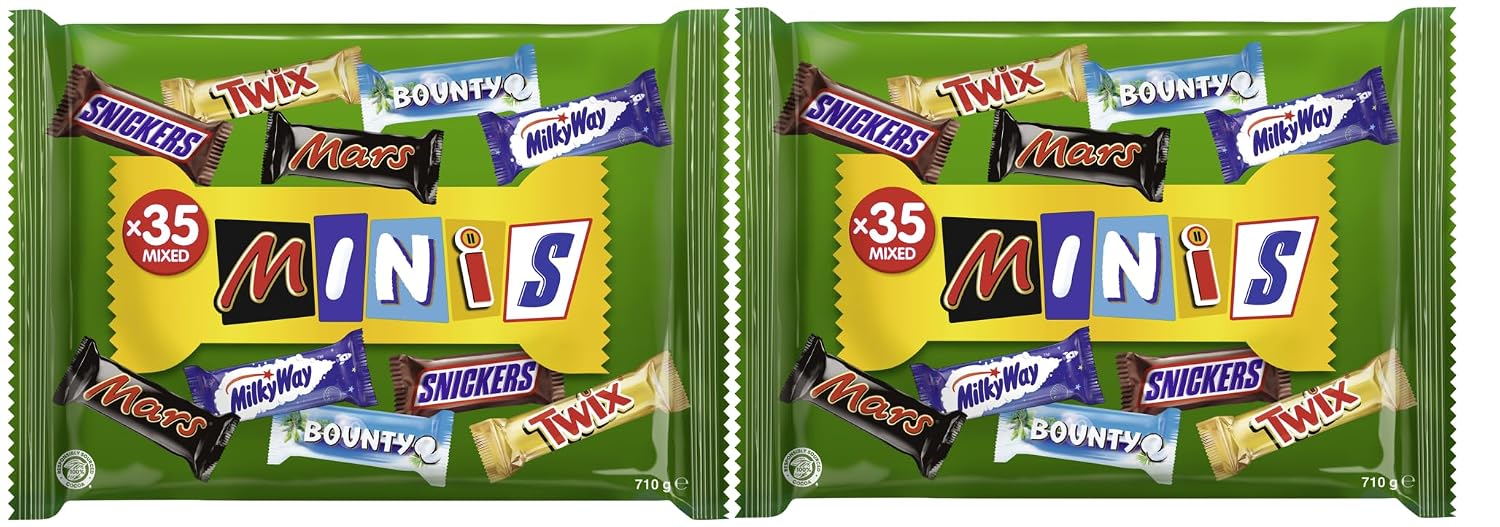 Detalle de Mixed Minis Schokolade Großpackung – 710 g mit 35 Mini-Riegeln (Mars, Snickers, Bounty, Twix, Milky Way)
