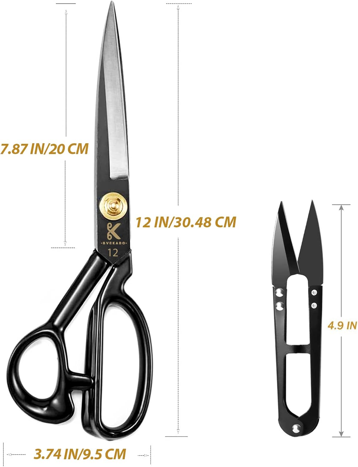 Detalle de BVEKADO skräddarsax 30,5 cm i kolstål med gummerat handtag