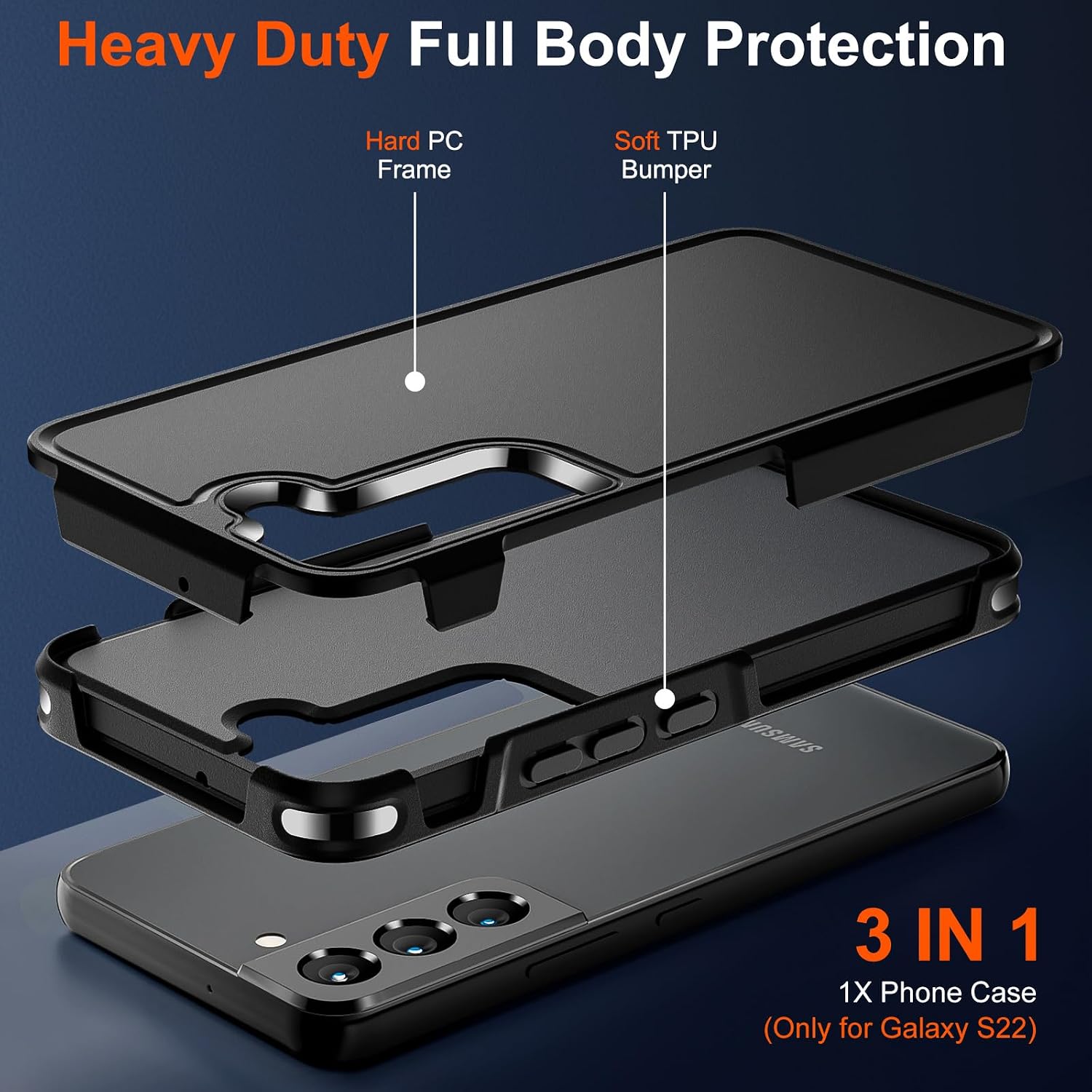 Detalle de zapica Designed for Samsung Galaxy S22 Case Military Drop Protection, Dual Layer
