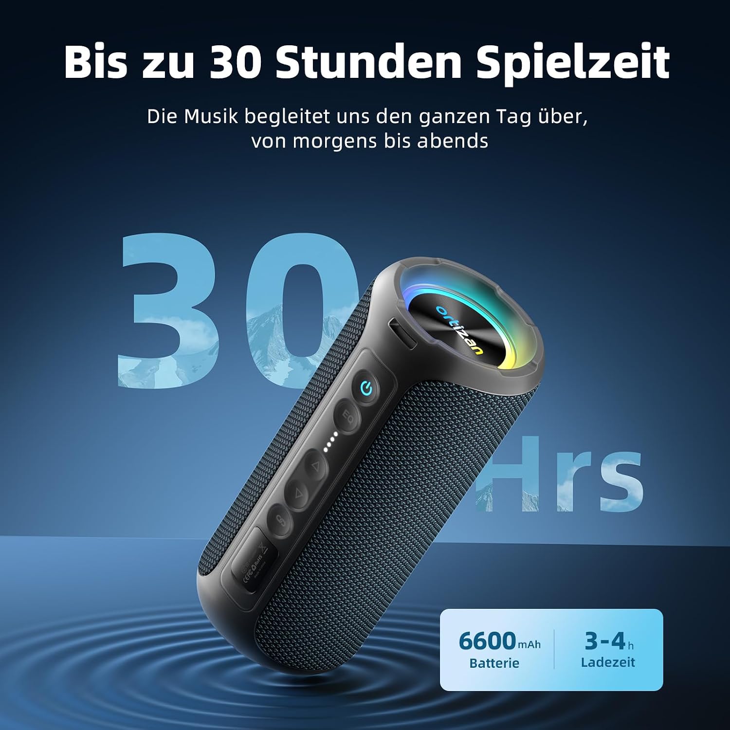 Detalle de Ortizan X8 Pro 40W Bluetooth Lautsprecher: IPX7, 30 Std., RGB Licht, Freisprecheinrichtung