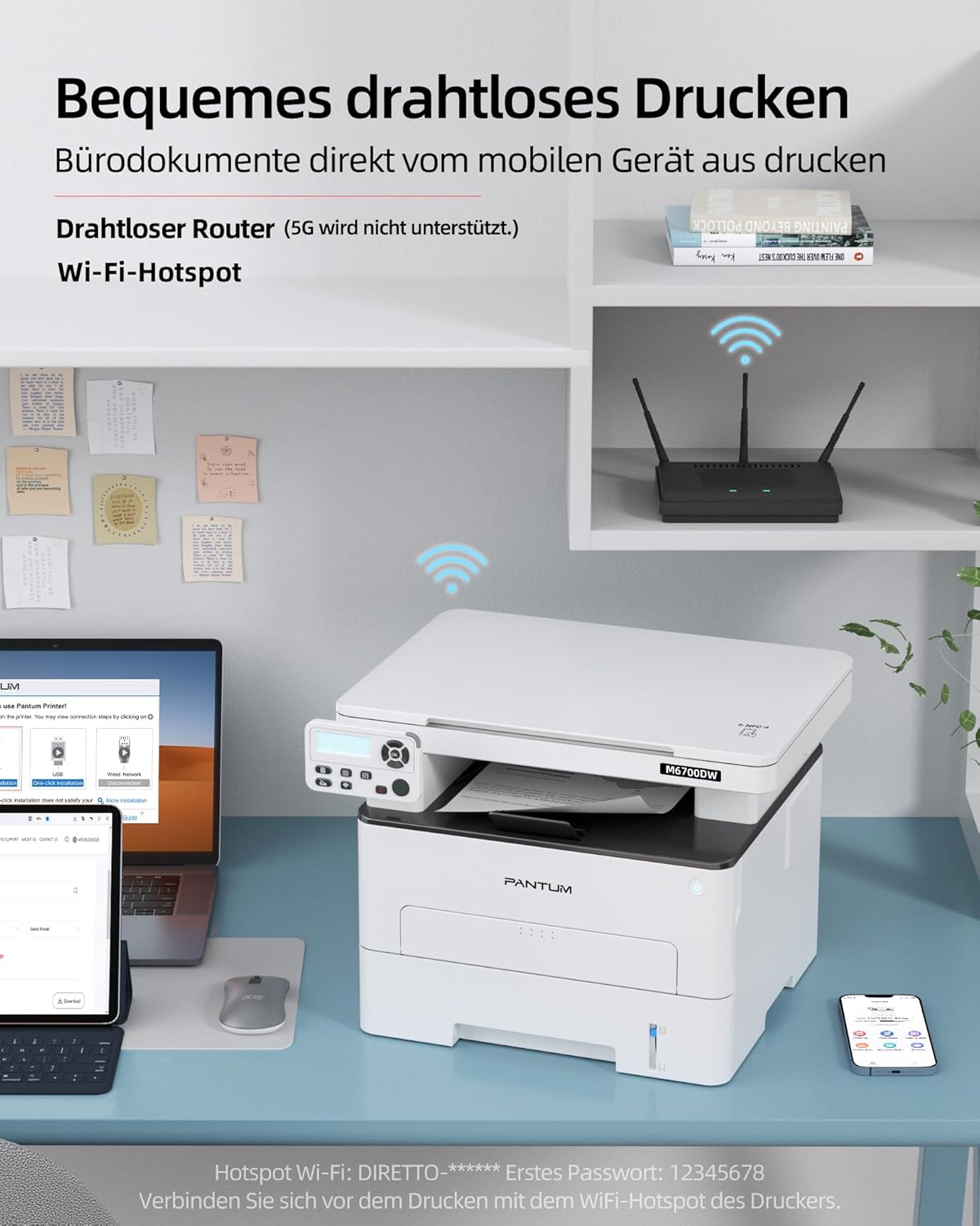Detalle de PANTUM M6700DW: Multifunktionslaserdrucker mit Duplex, WLAN & 30 Seiten/Minute