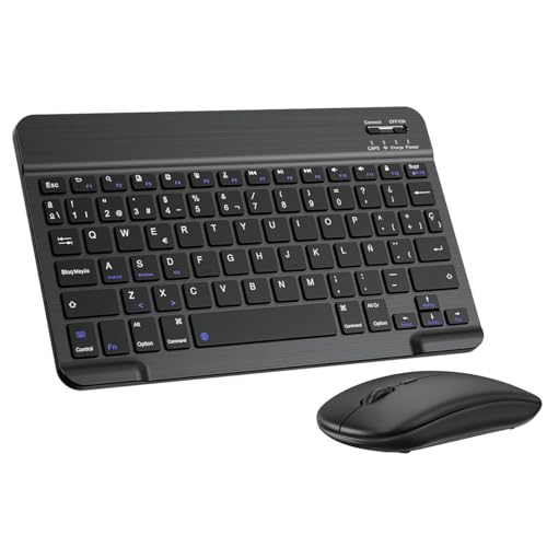 Detalle de Cimetech teclado y ratón inalámbrico Bluetooth ultrafino ergonómico (QWERTY español) con batería recargable