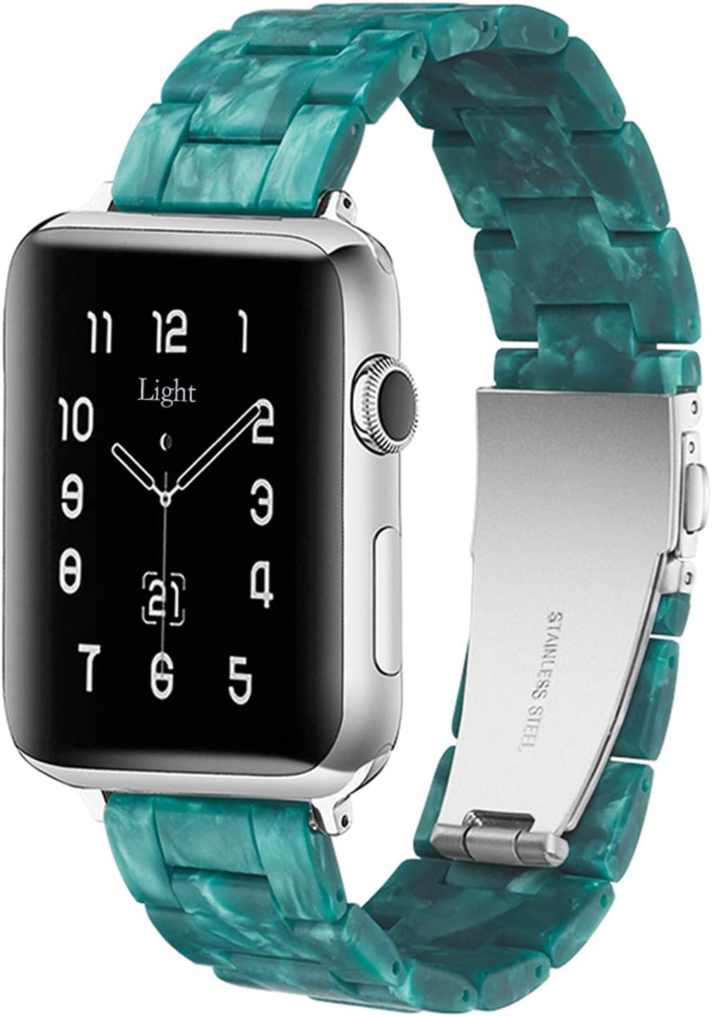 Detalle de Light House Tortoise Resin Apple Watch Band with Adjustable Links