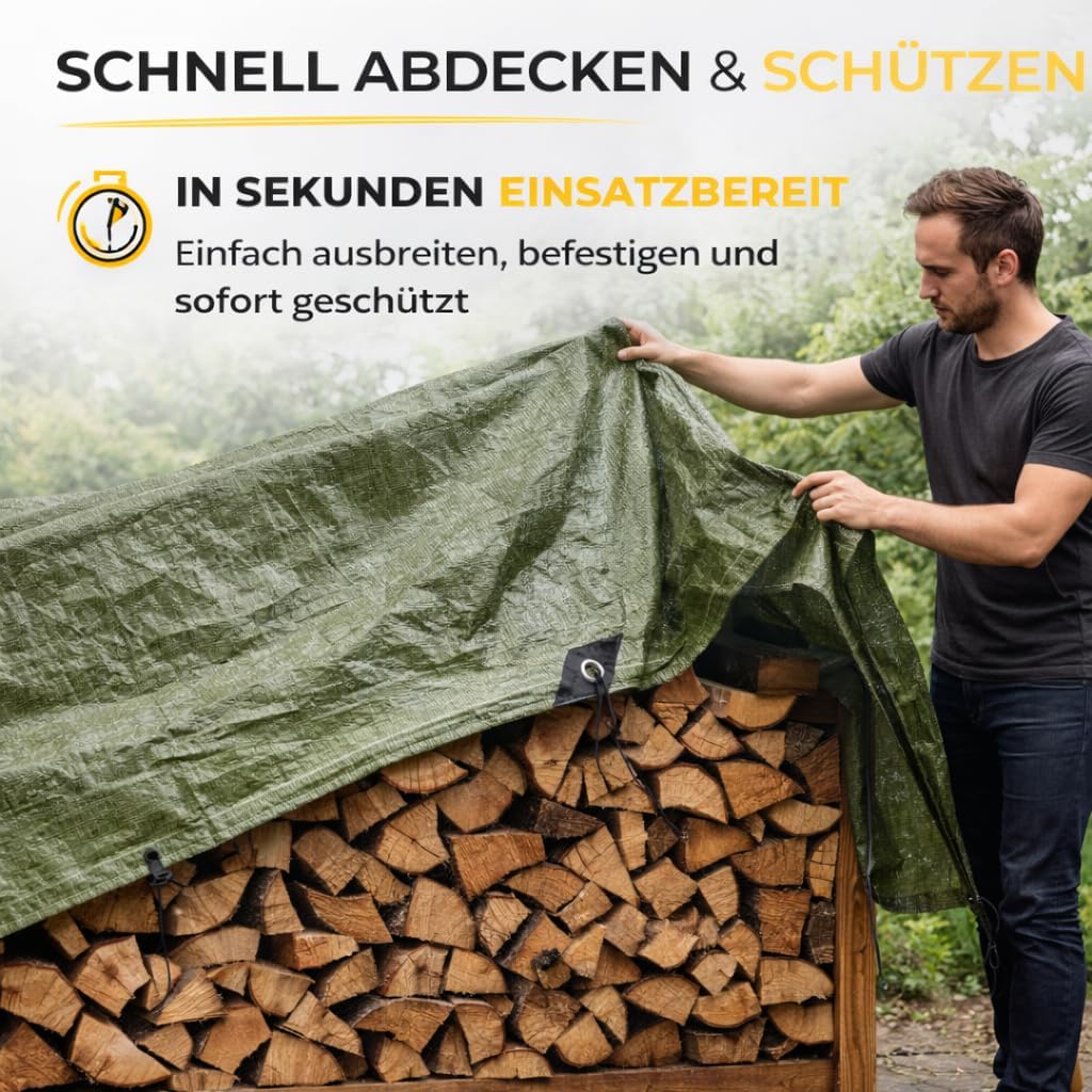 Thumbnail 1 de Telone di copertura toolmate 2 x 2 m verde con occhielli, impermeabile 200 g/m²