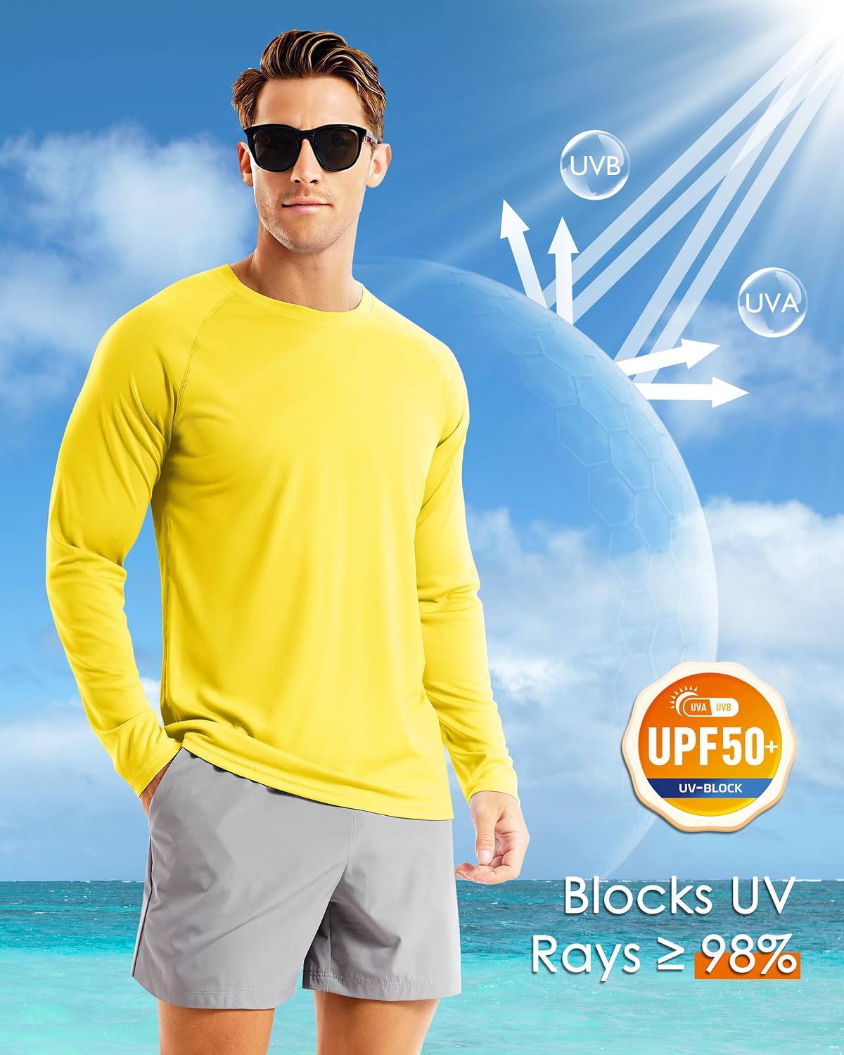 Thumbnail 2 de Boladeci Men's Rash Guard, UPF 50+ Long-Sleeve Quick-Dry Swim Shirt