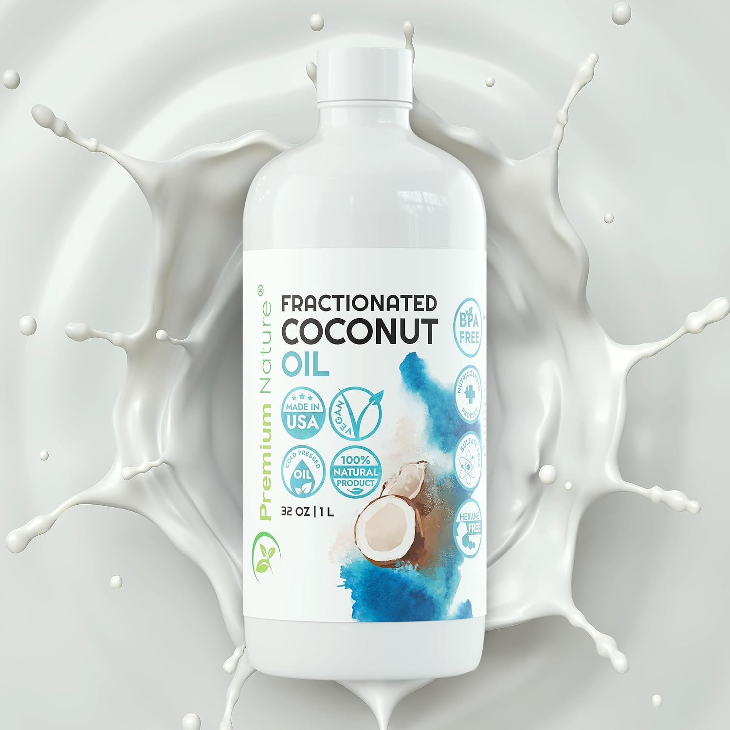 Detalle de Premium Nature Fractionated Coconut Oil 32 oz Massage Oil, Odourless, 946 ml