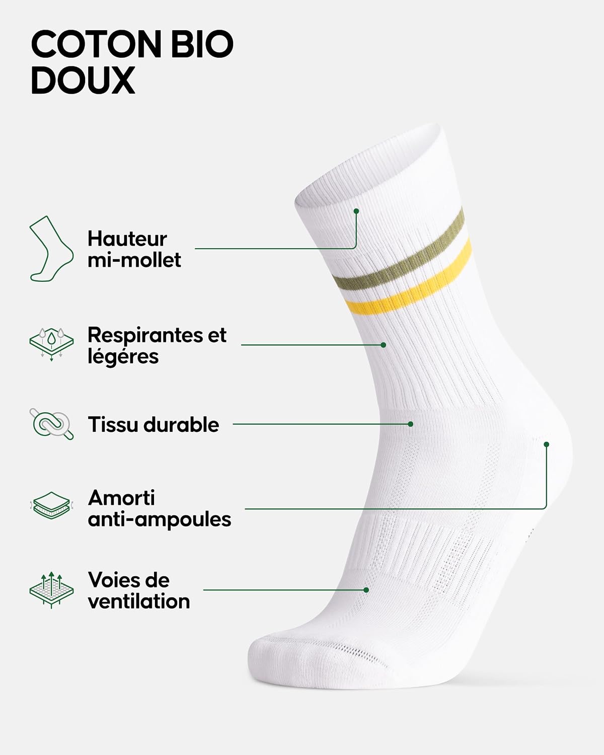 Thumbnail 1 de DANISH ENDURANCE Chaussettes de Tennis 3/6 pack