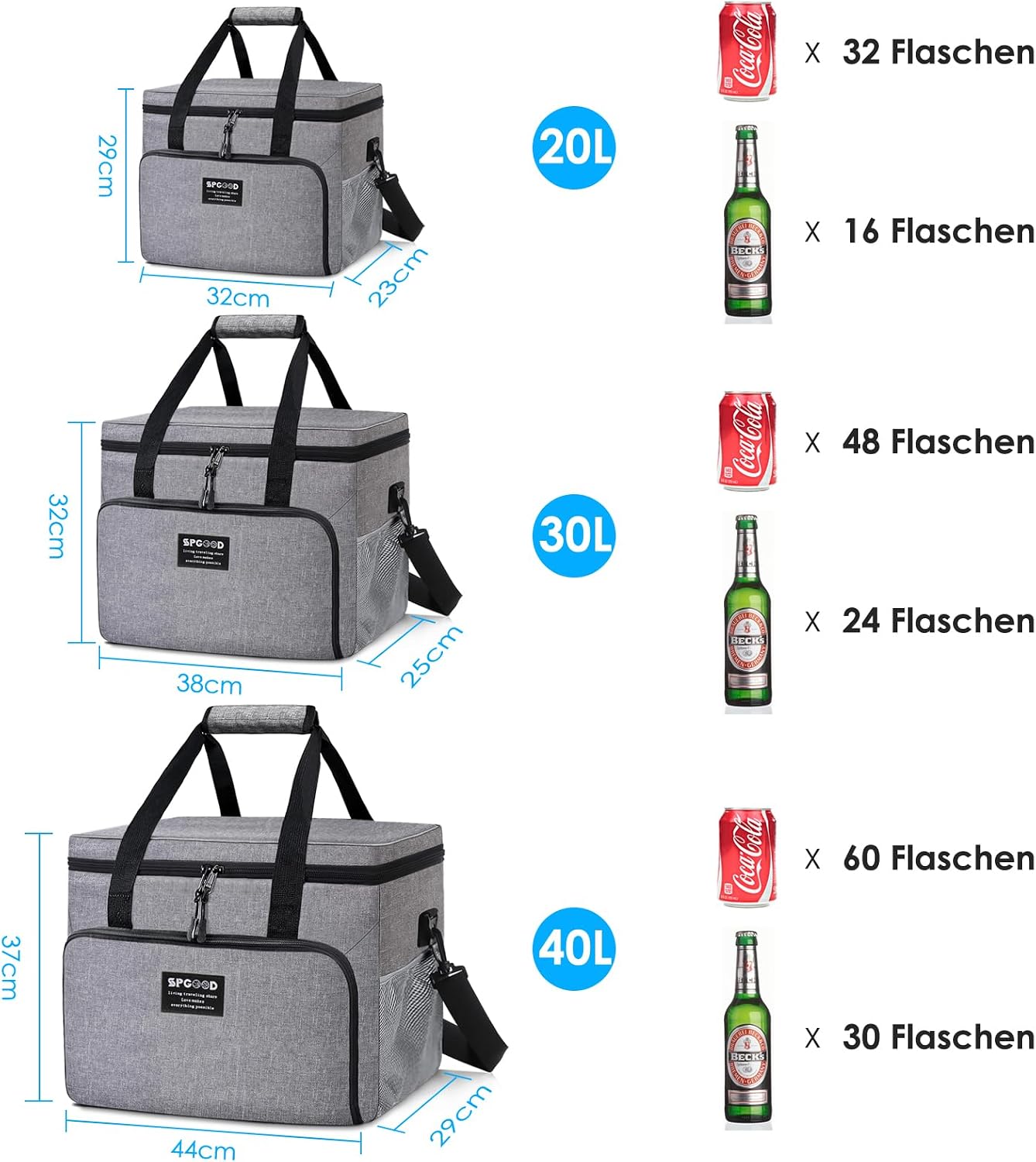 Thumbnail 3 de SPGOOD Kühltasche 40L – isoliert, faltbar, vielseitig für Picknick, Strand und Camping