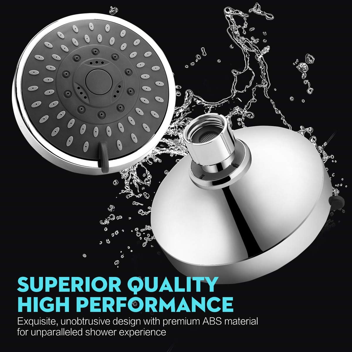 Detalle de WarmSpray 22F21652 Fixed Shower Head, 5 Spray Settings, 4-Inch Chrome