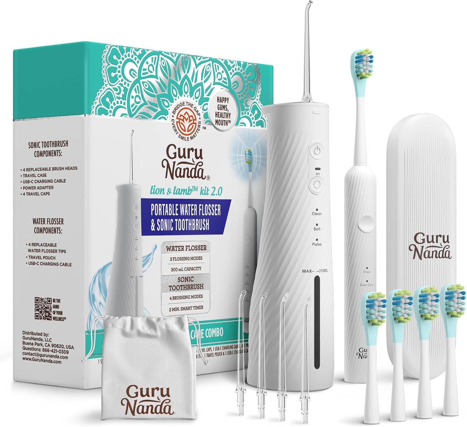 Detalle de GuruNanda Electric Toothbrush and Water Flosser Kit Lion & Lamb 2.0