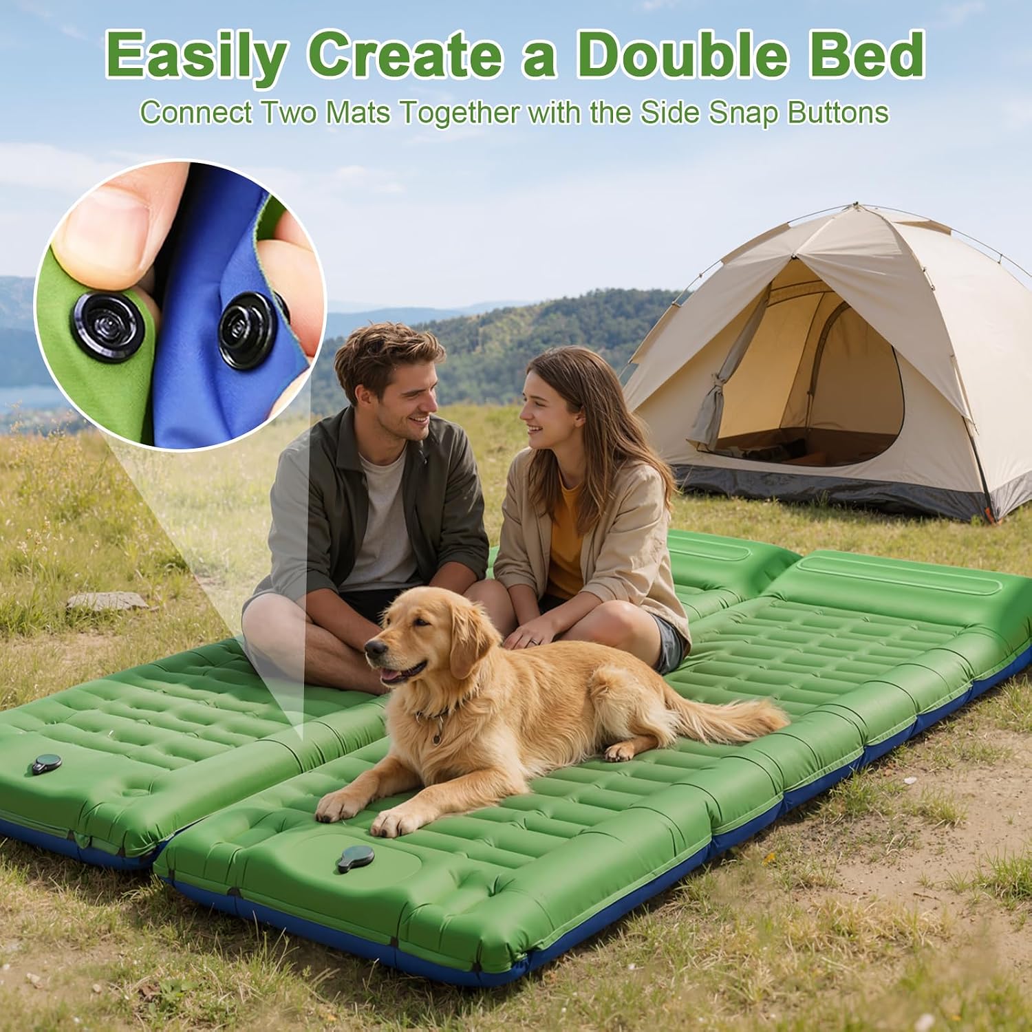 Detalle 2 de JATEKA Materassino Gonfiabile Campeggio Ultra Leggero con Cuscino Integrato 14 cm – 200×65×12 cm