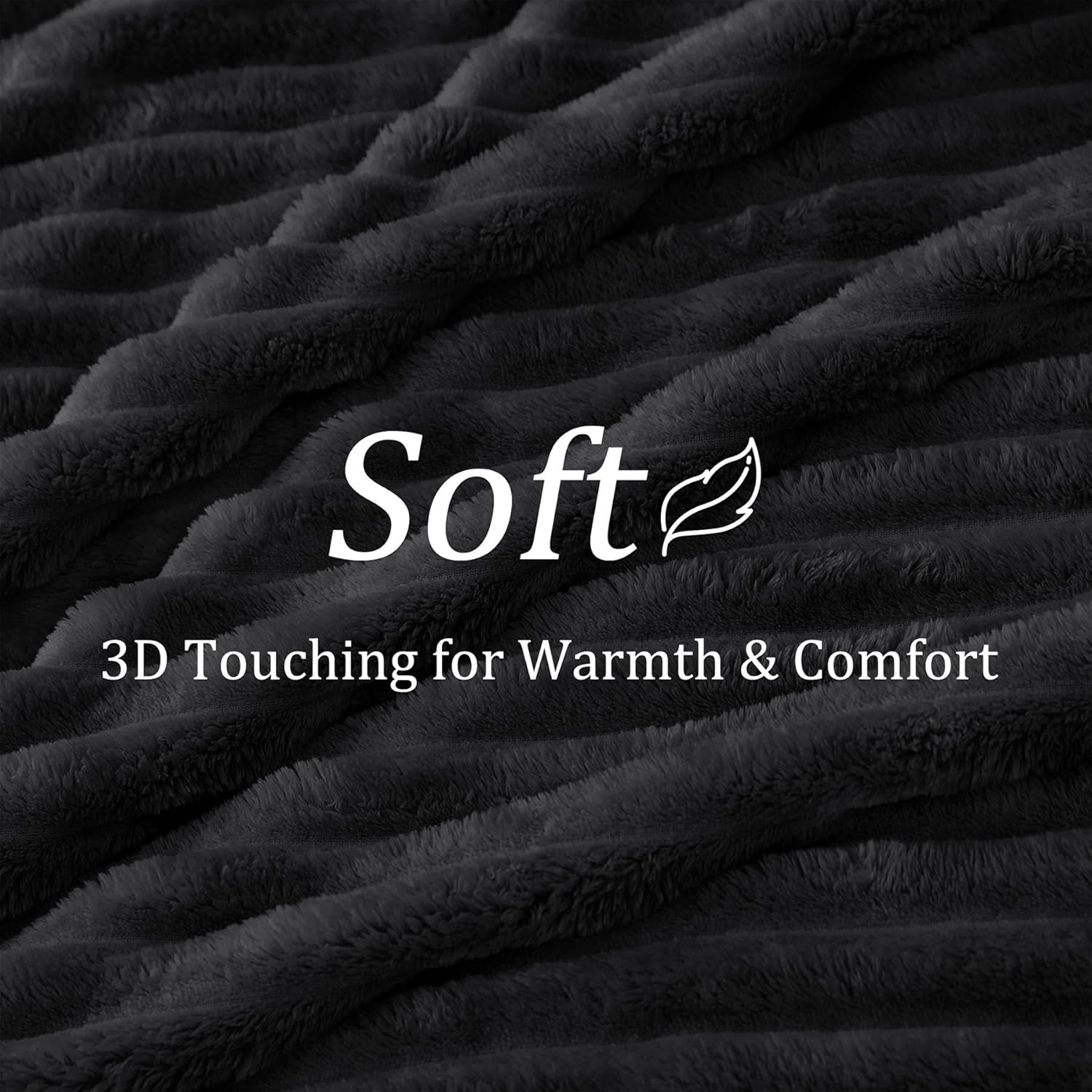 Thumbnail 3 de BEDELITE Fluffy Fleece Throw Blanket, Striped – 127x152cm, Black