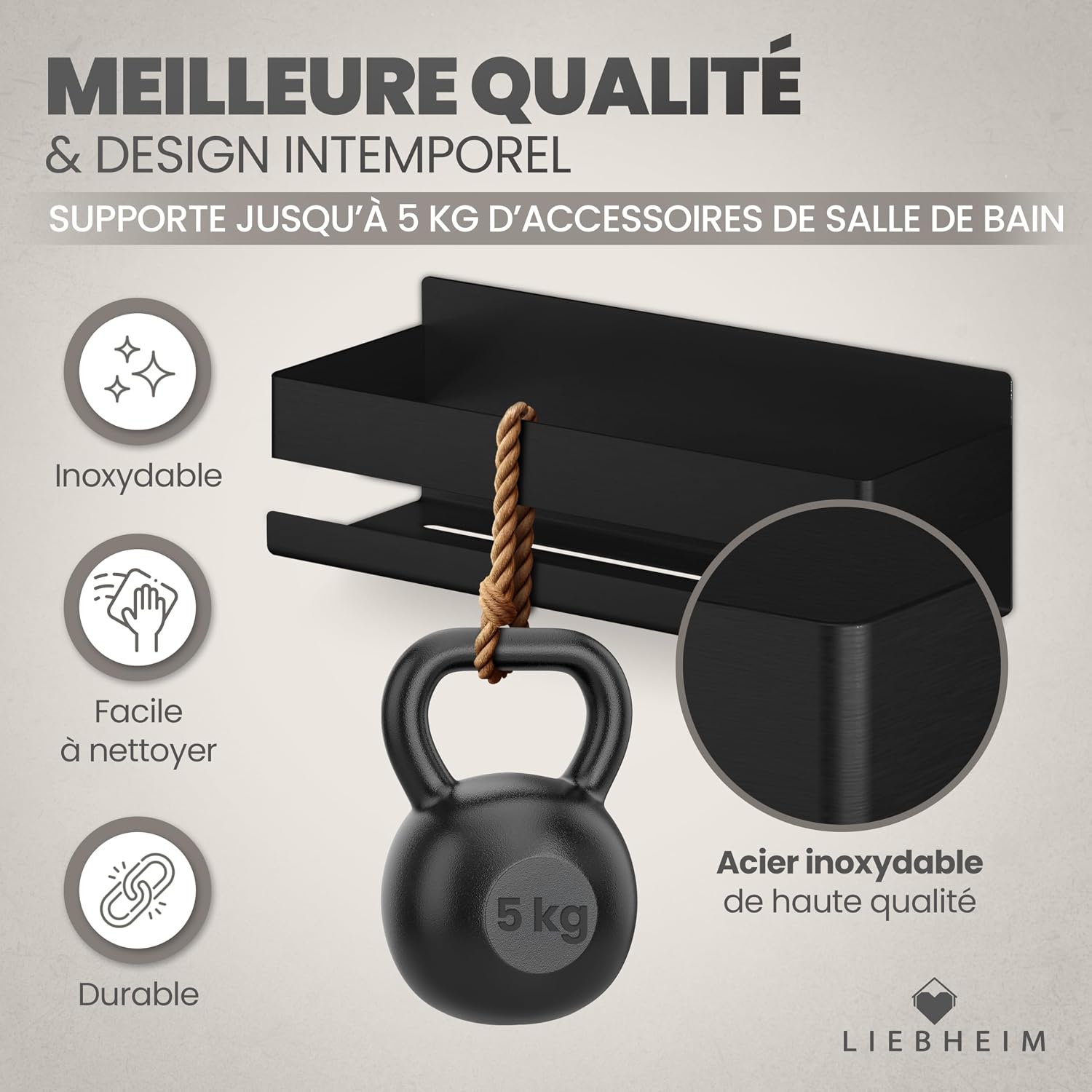 Detalle de LIEBHEIM Etagere Douche Sans Percage