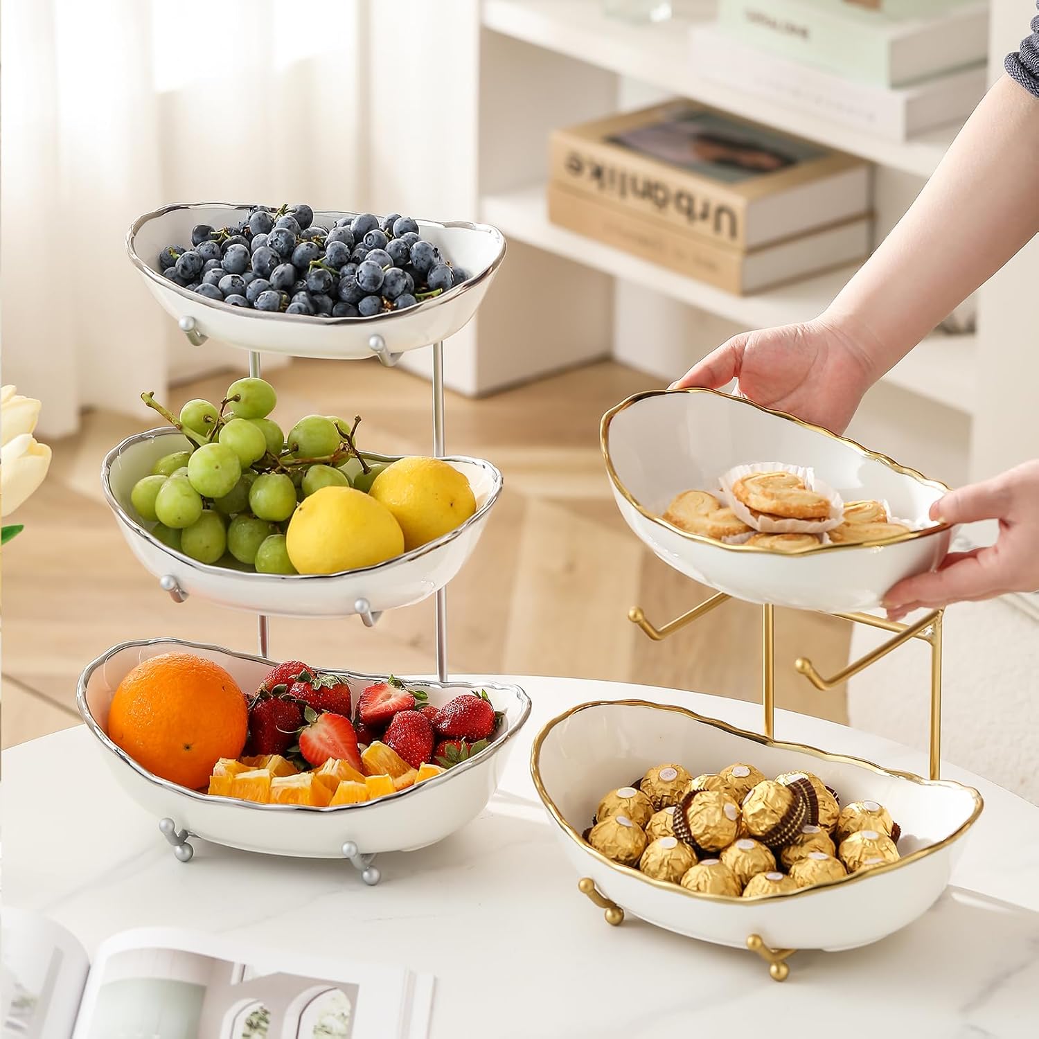 Thumbnail 4 de HOMKULA Ceramic 3-Tier Fruit Bowl for Countertop ๐ฝ