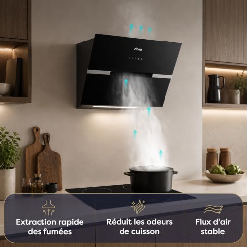 Detalle de Ciarra CBCB6736F — Hotte inclinée 60 cm (A+++), Wi‑Fi et Commande Tactile