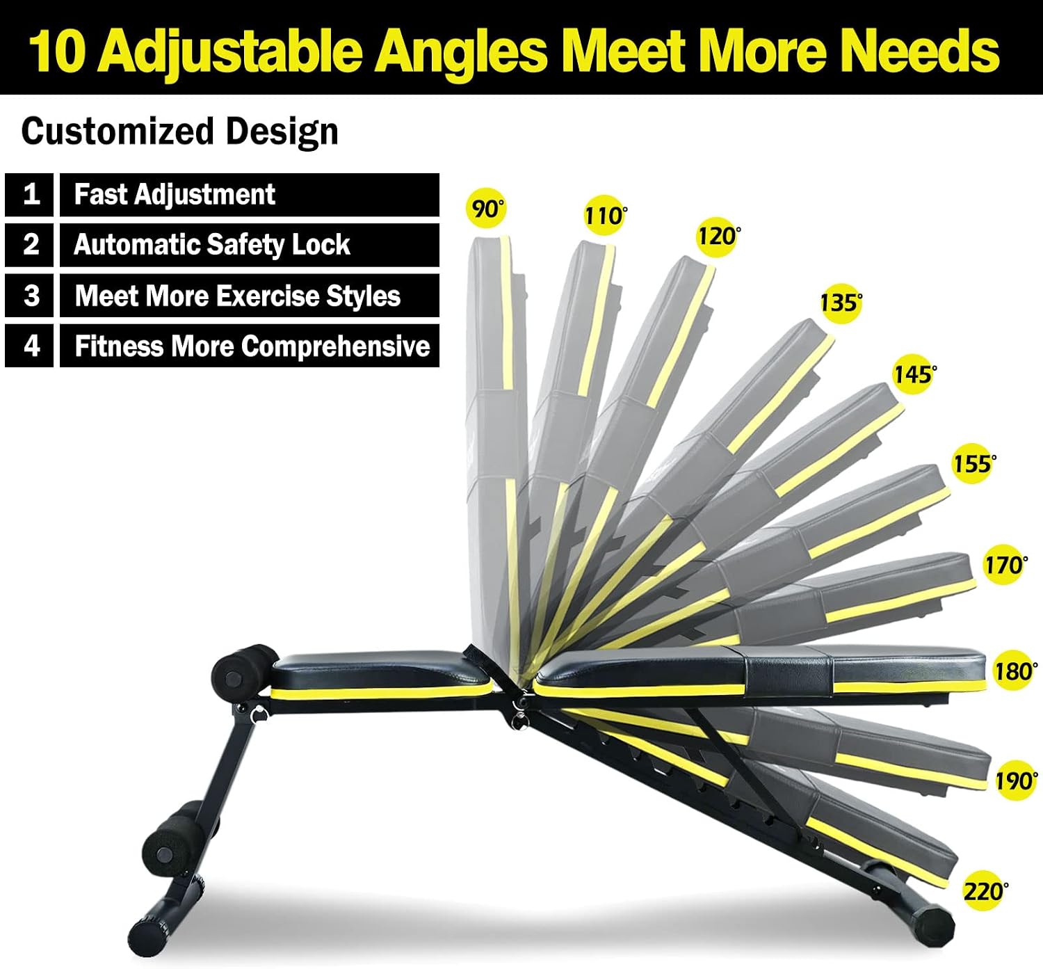 Detalle de Teclor Adjustable Weight Bench, 10-Position Foldable Steel Frame