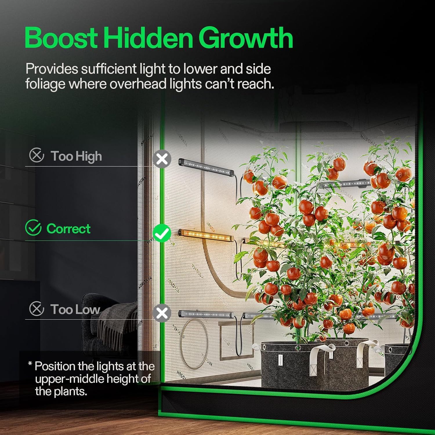 Thumbnail 5 de VIVOSUN LumaRay Lampada LED Grow 40 cm – Set da 8, luci laterali a spettro completo