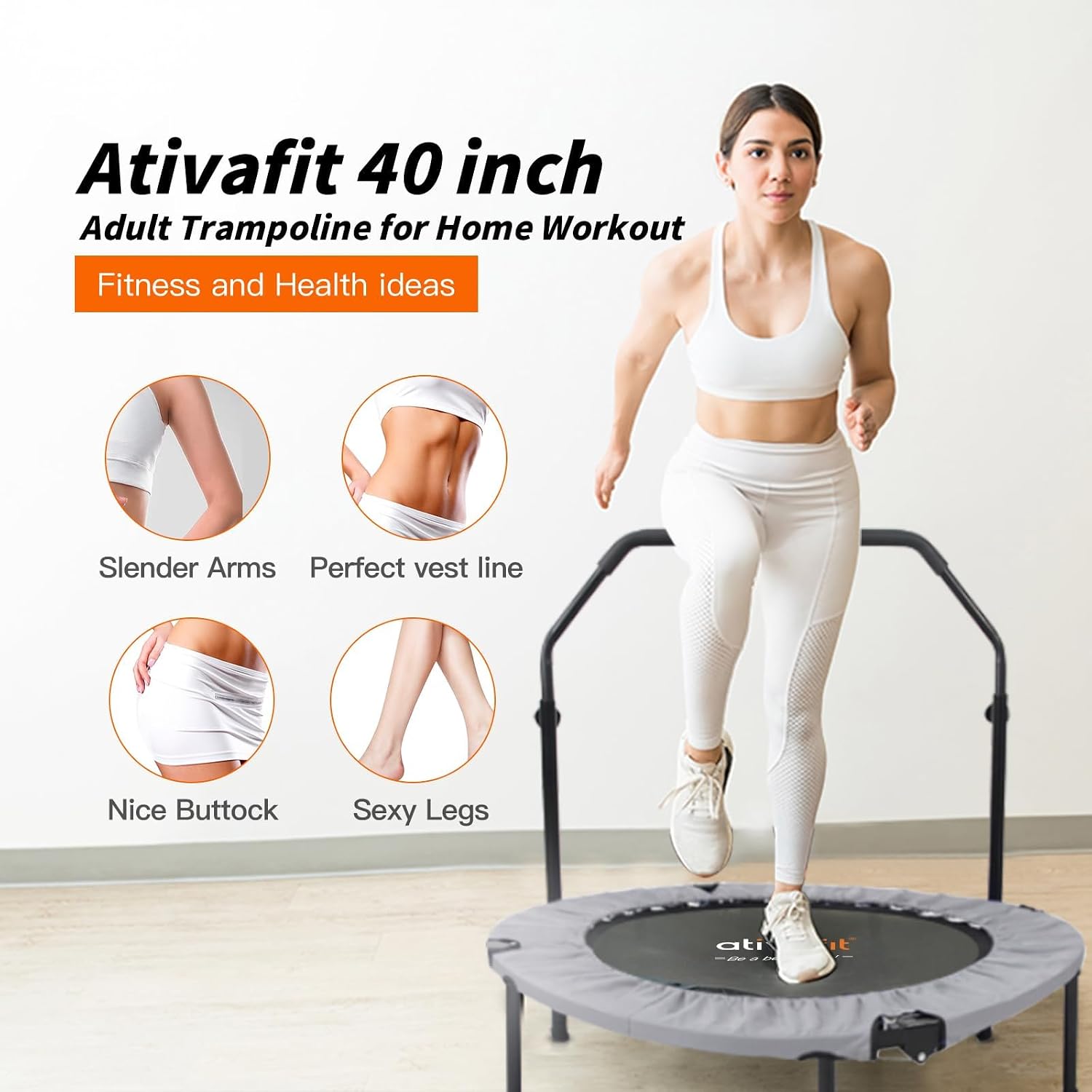 Thumbnail 6 de ATIVAFIT faltbares Trampolin (102 cm) mit verstellbarem Schaumstoffgriff für Indoor-Training