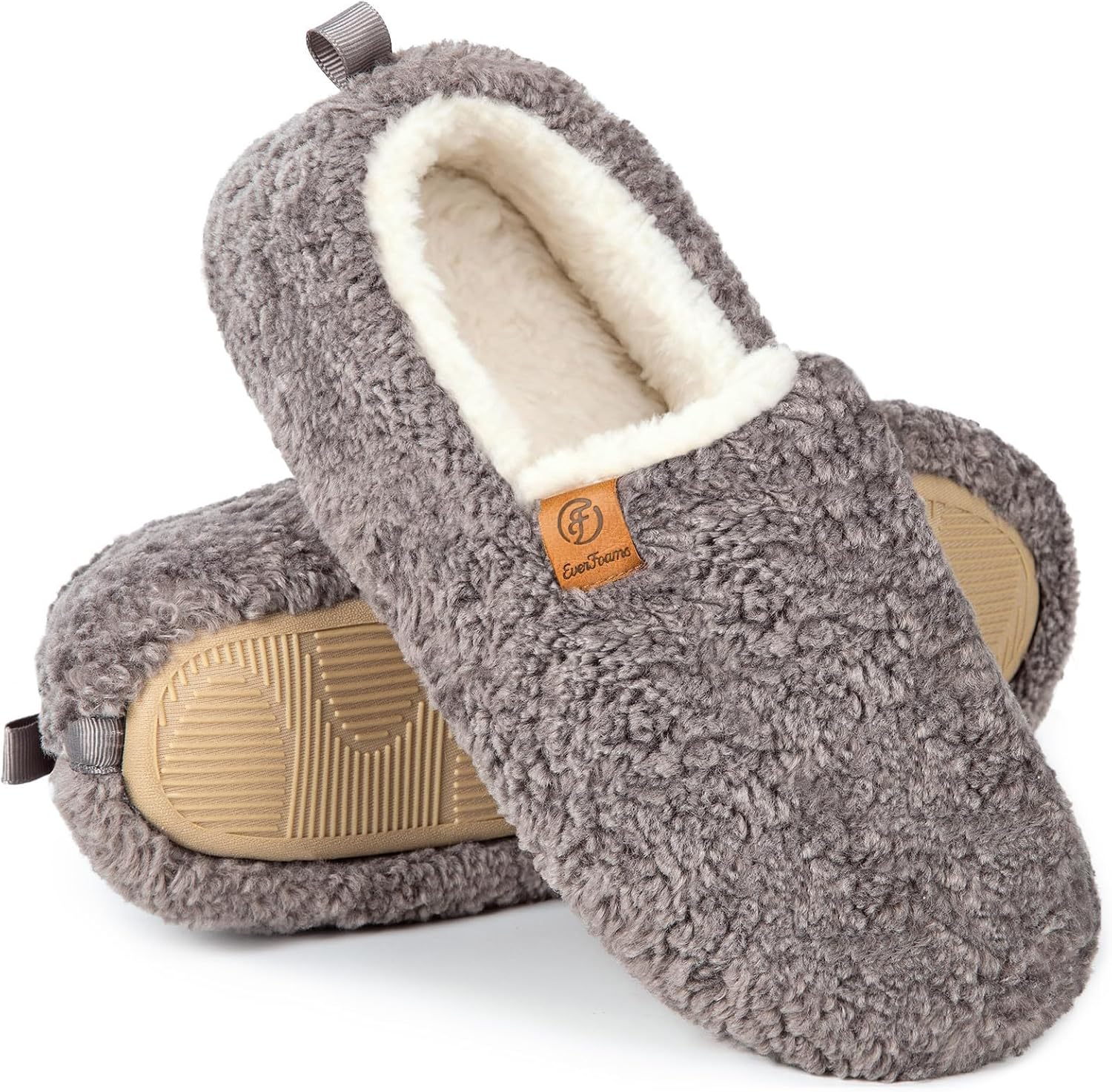 Detalle de EverFoams Chaussons femme chauds en mousse à mémoire et suède/“fausse laine” synthétique, antidérapants