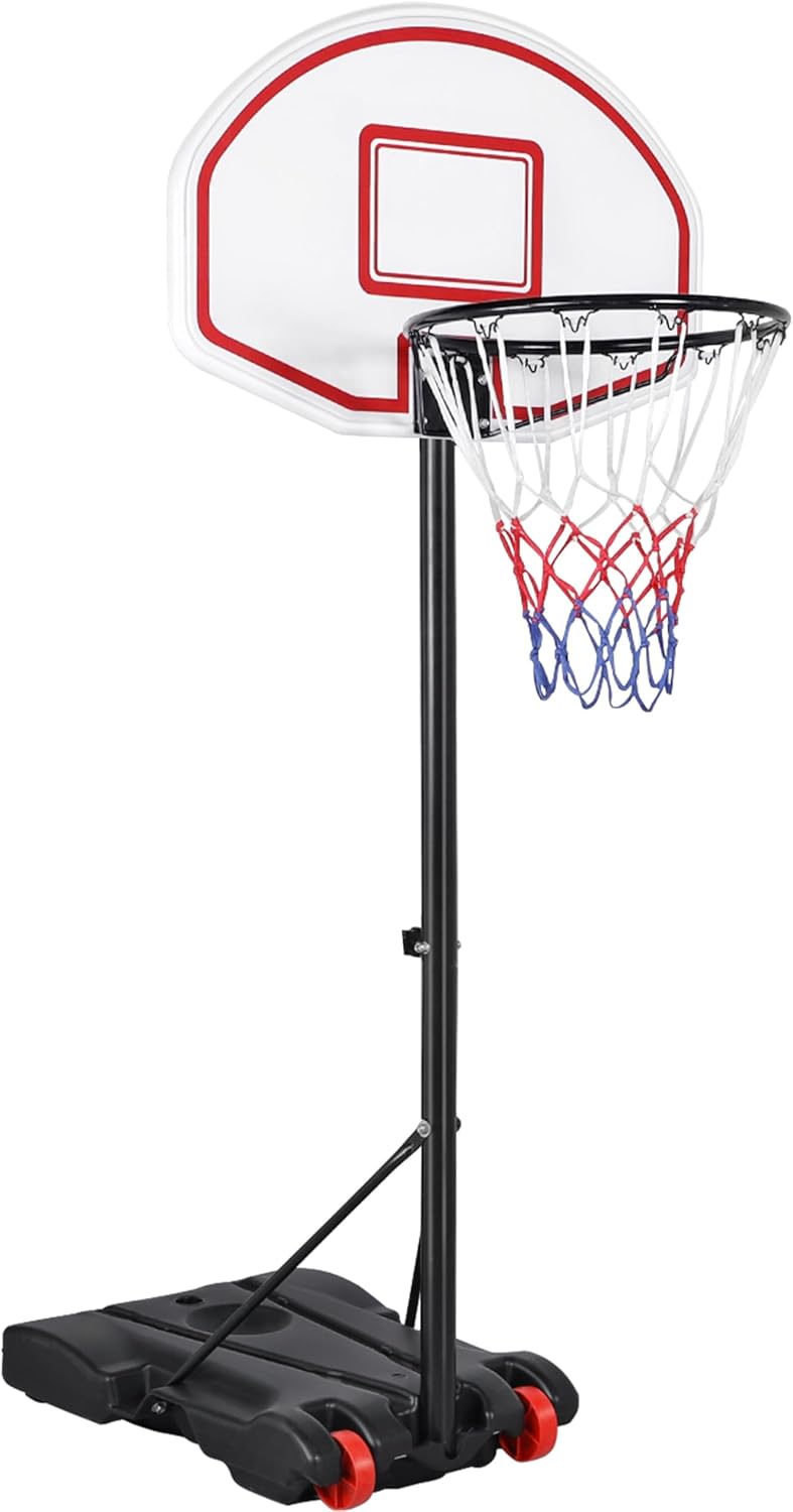 Yaheetech freestanding adjustable basketball hoop (1.59m–2.14m) for outdoor or indoor play