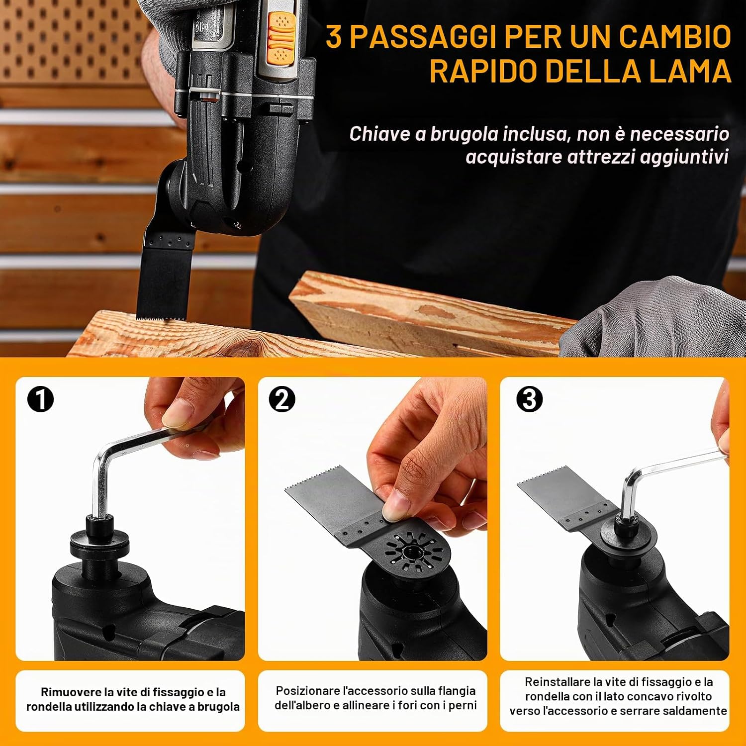 Thumbnail 5 de DEKOPRO 300W Utensile Multifunzione Oscillante: kit completo per taglio, raschiatura e levigatura