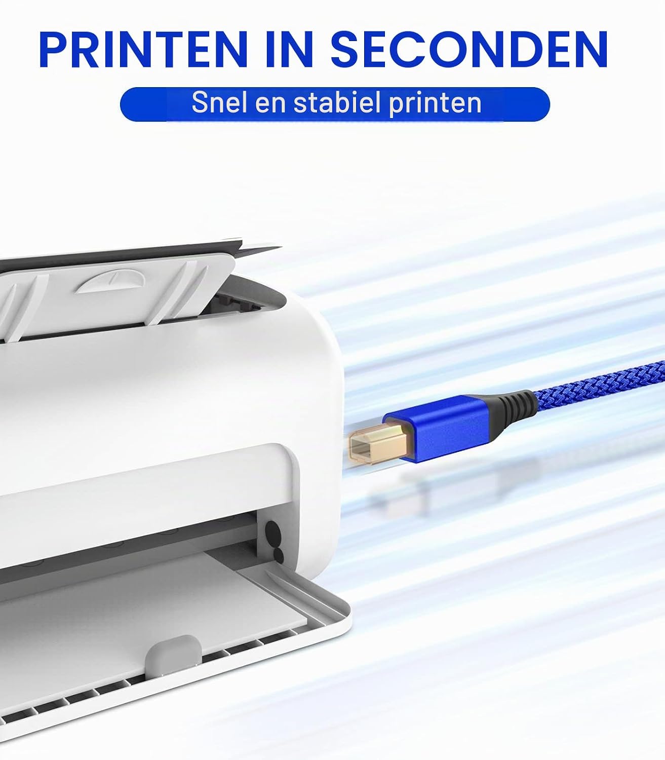 Thumbnail 2 de sweguard USB-printerkabel 3 m, USB 2.0, gevlochten nylon