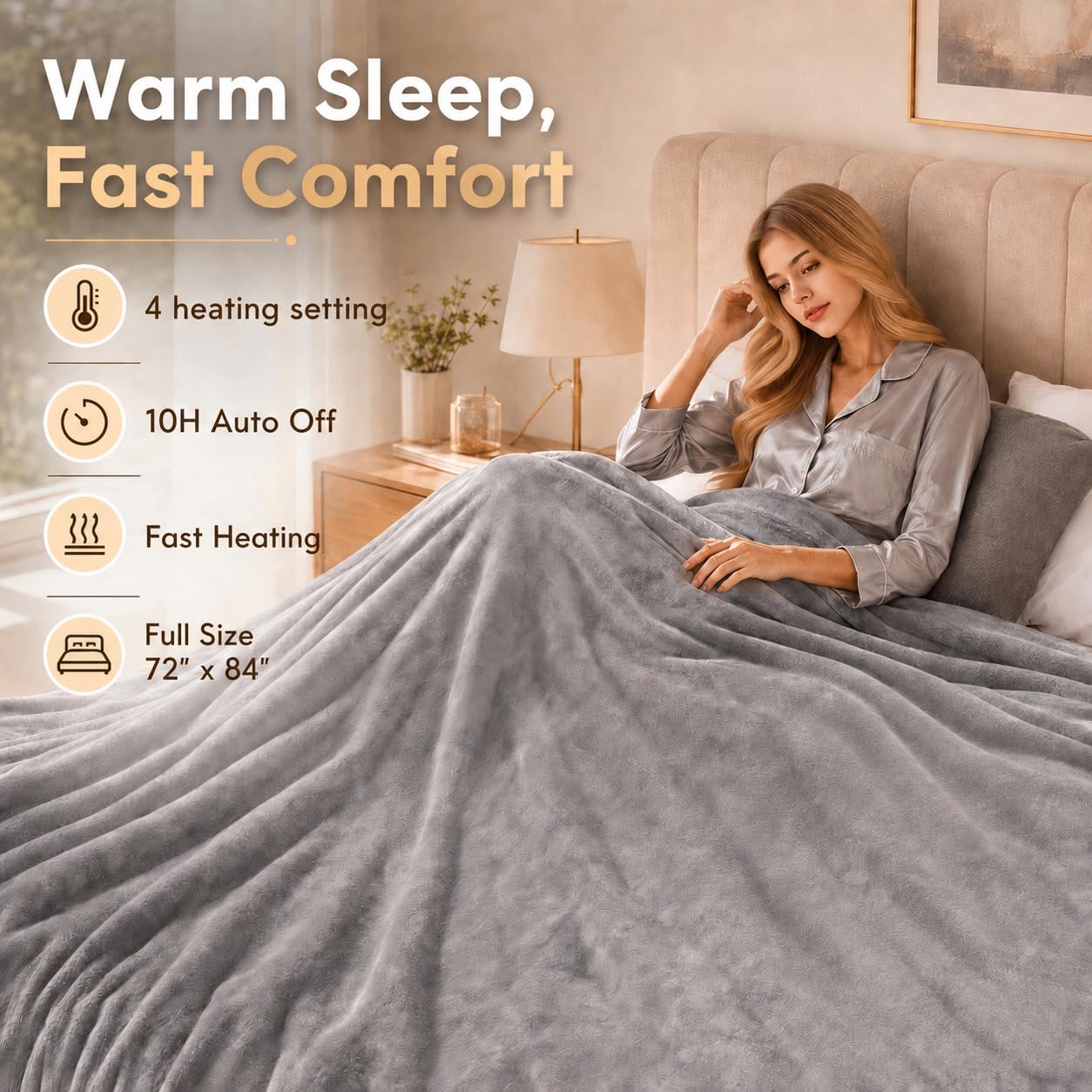 Detalle 2 de ONDAN Full Size Electric Heated Blanket 72x84 with 5 Heat Settings and 10-Hour Auto Off