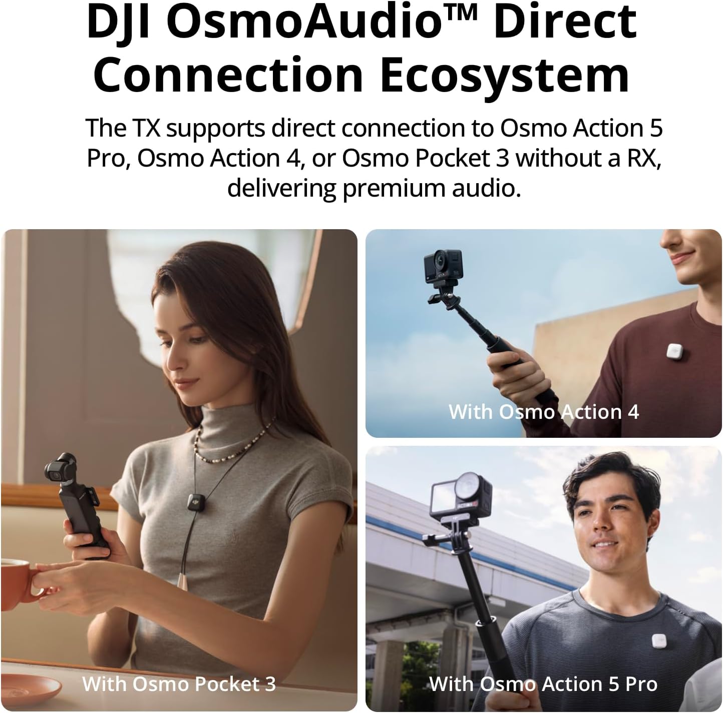 Detalle de DJI Mic Mini (1 TX + 1 RX): Ultralight, Detail-Rich Wireless Lavalier
