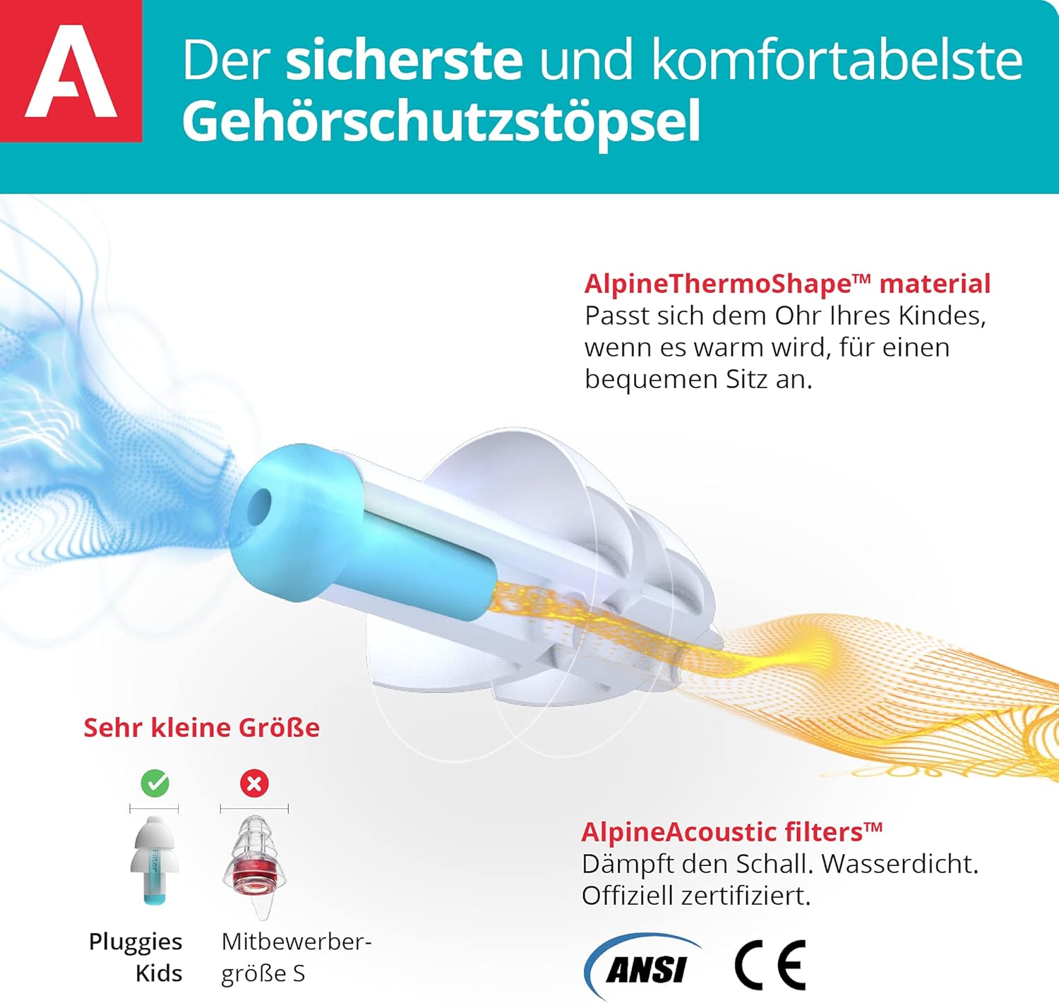 Thumbnail 1 de Alpine Pluggies Kinder Ohrstöpsel 25 dB 🦻