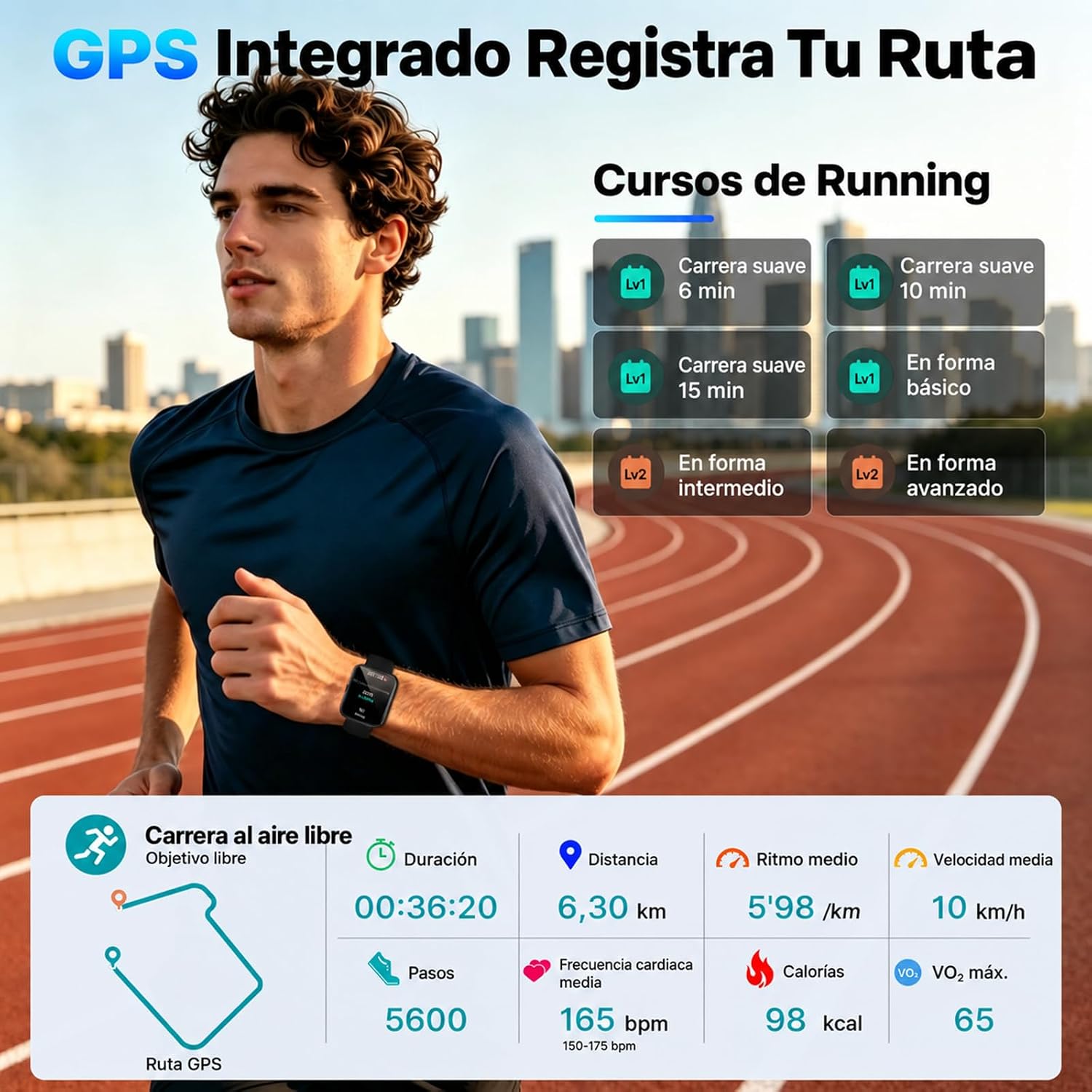 Detalle de uaue Reloj Inteligente 3ATM con GPS y 100+ Modos Deportivos – ideal para viajes y entrenamiento