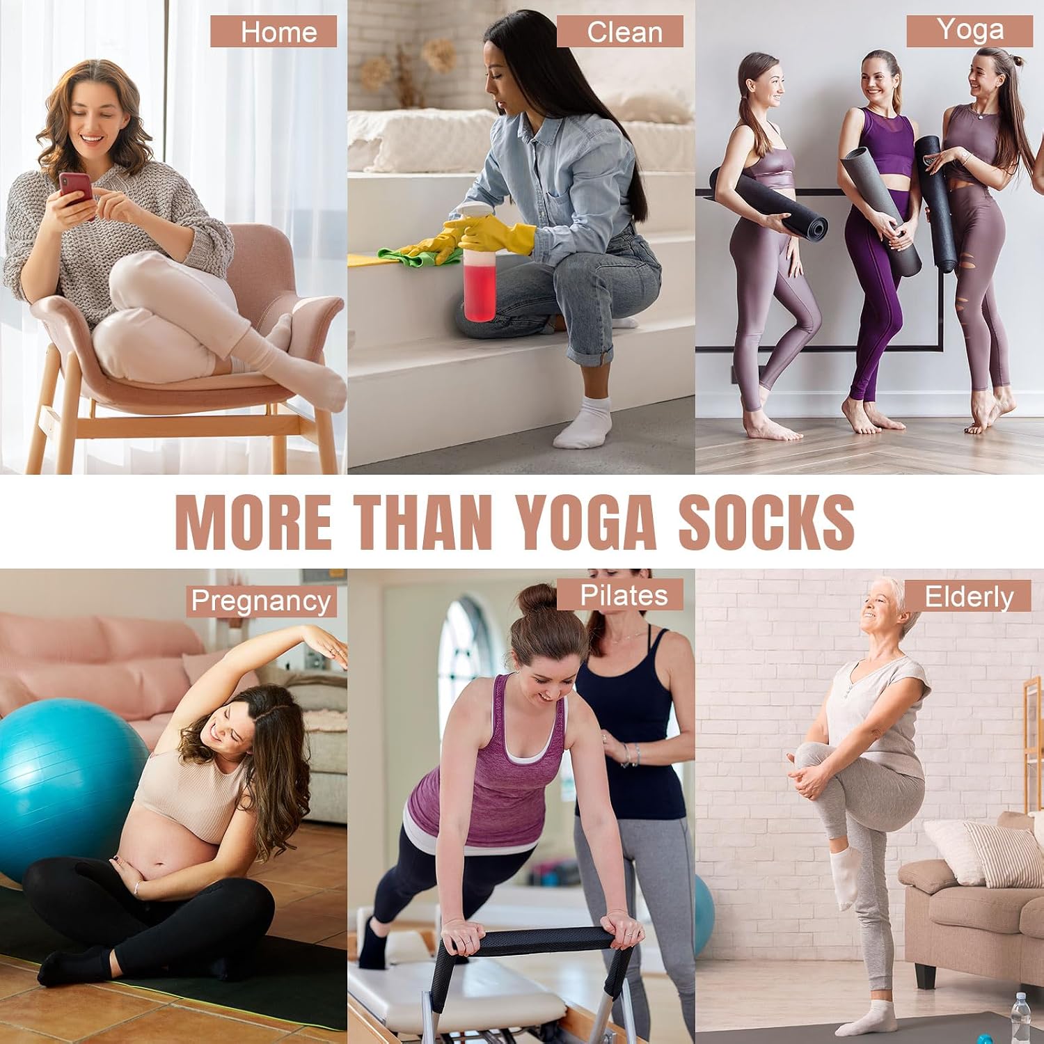 Thumbnail 6 de Toes Home Pilates Socks Non-Slip, 4 Pairs