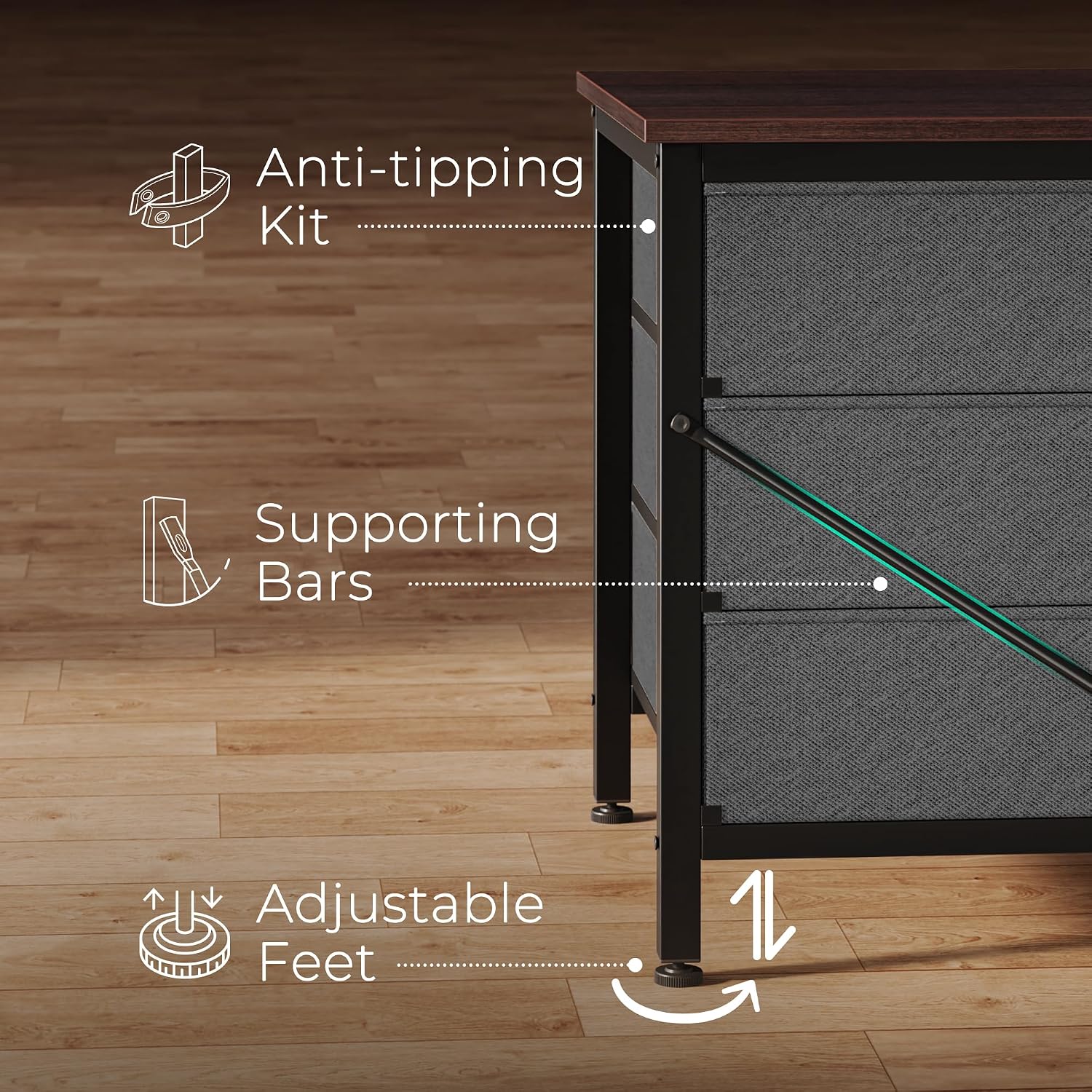 Thumbnail 6 de Huuger 63 Inch Dresser — 9-Drawer TV Stand for 70" TVs
