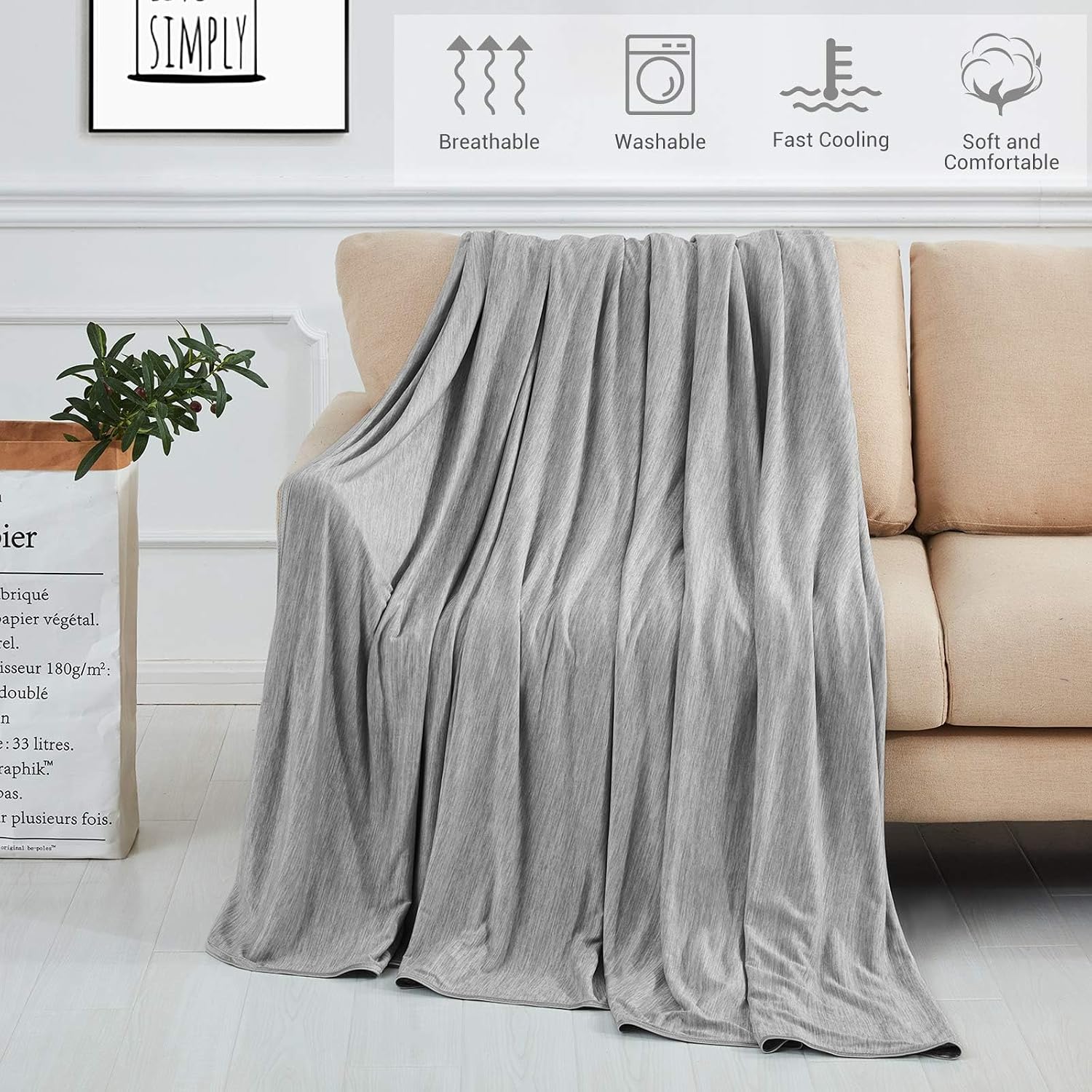 Thumbnail 5 de Avoalre Cooling Blanket for Night Sweats Q-Max>0.5 (Arc-Chill3.0) 150x200cm – Double-Sided, Lightweight Summer Throw
