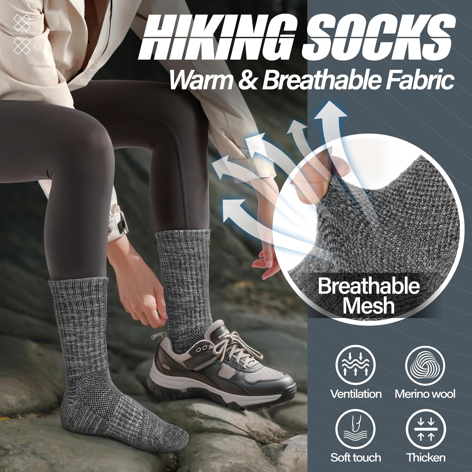 Thumbnail 6 de ANTSANG Merino Wool Hiking Socks