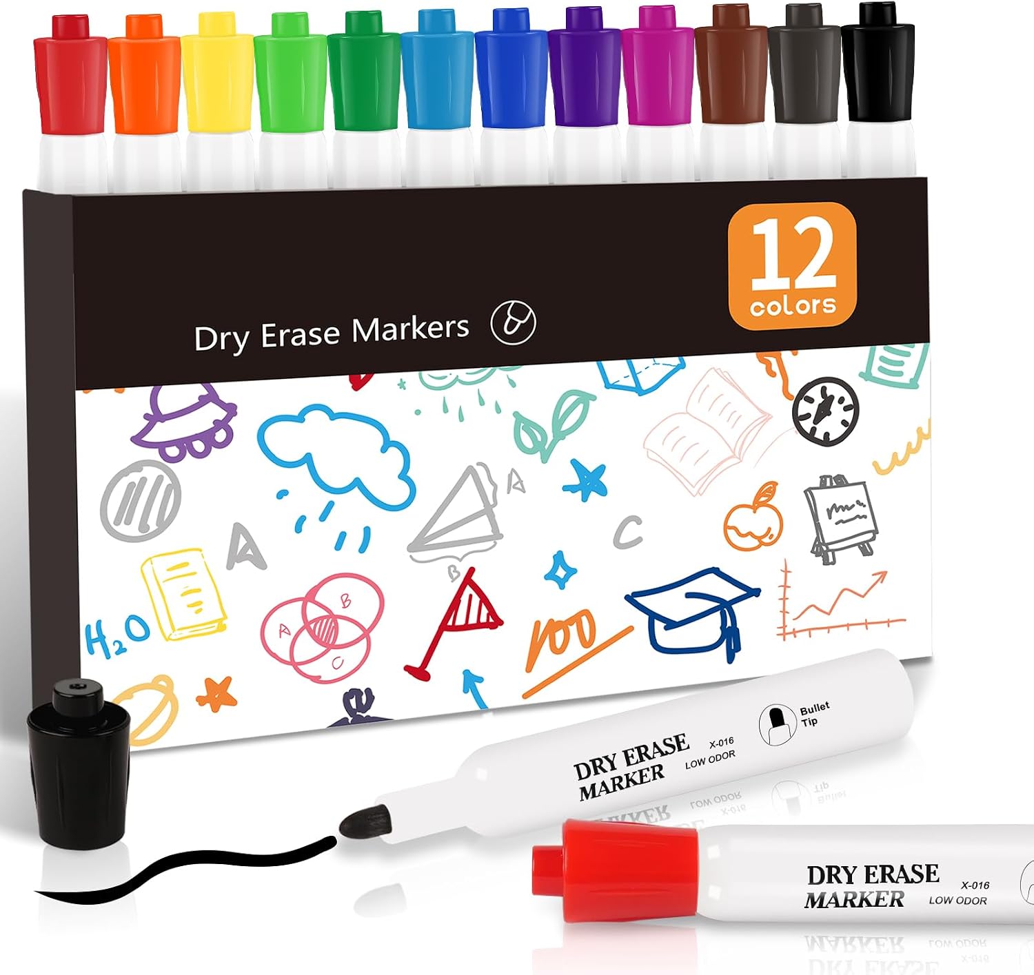 Thumbnail 6 de Colpart Fine Tip Dry Erase Markers (Black) – Pack of 120 low-odour whiteboard pens