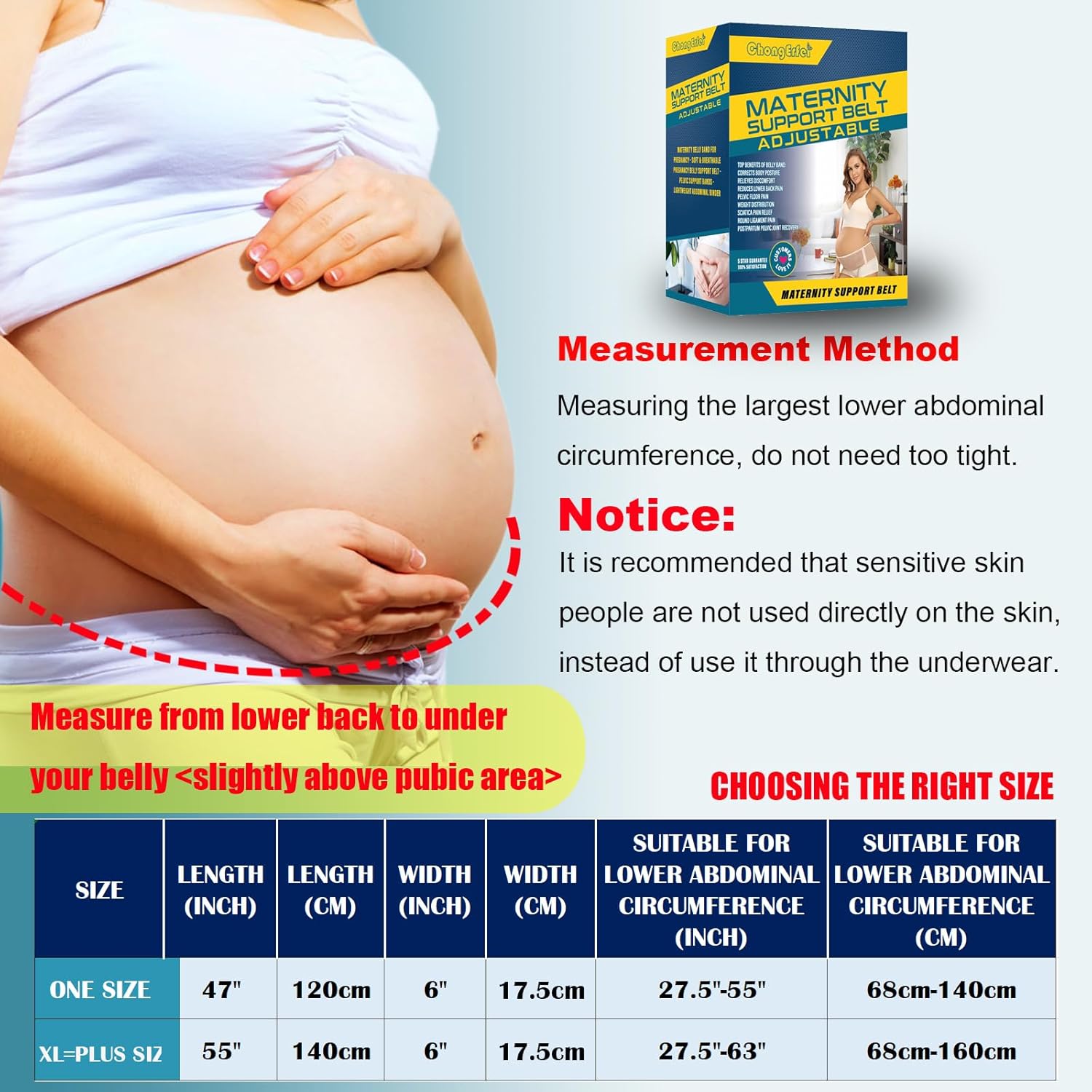 Thumbnail 4 de ChongErfei Pregnancy Belly Band Maternity Belt & Back Support (Beige, One Size)