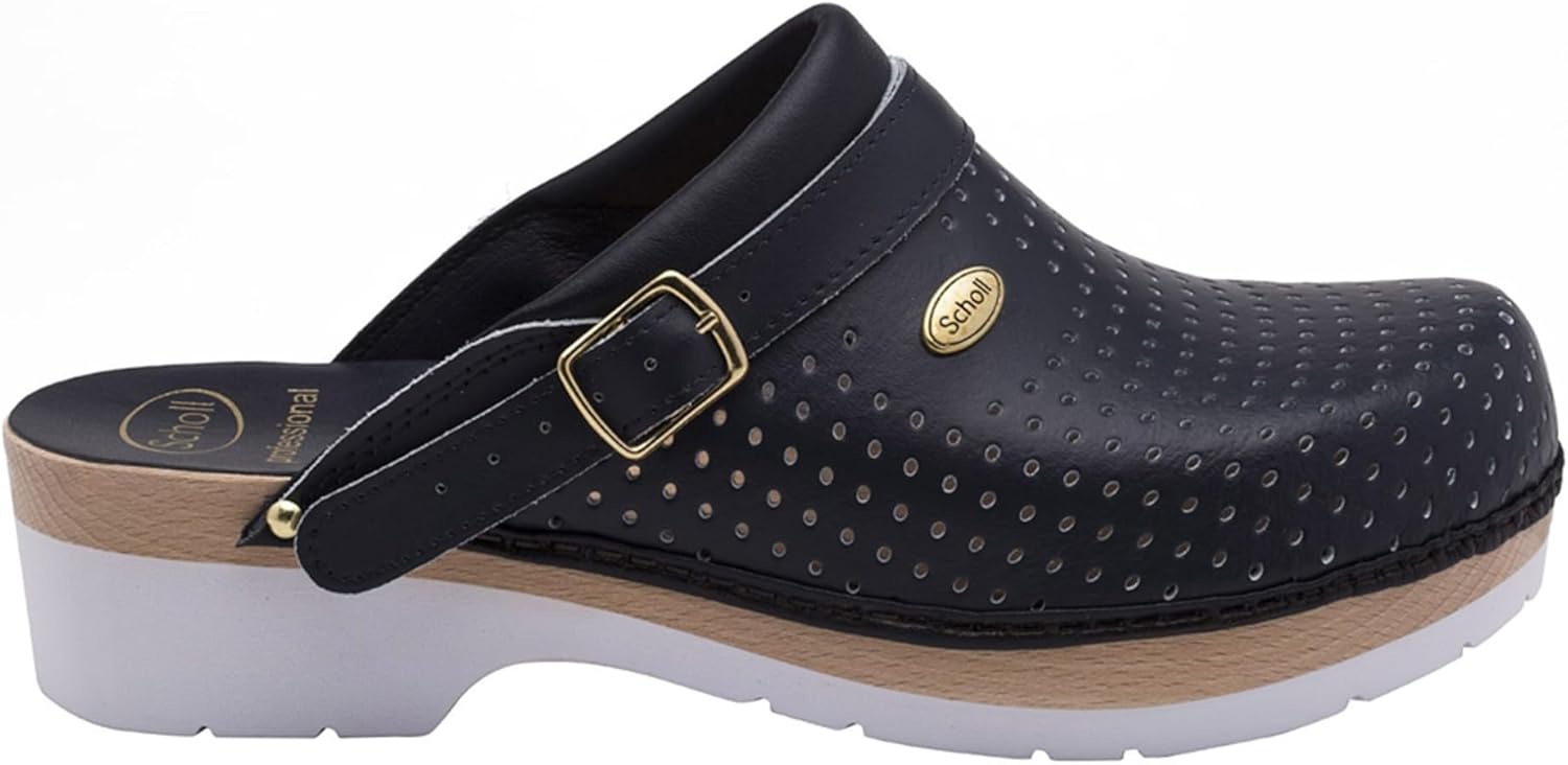 Detalle de Scholl Clog Supercomfort Homme – Semelle en bois anatomique et dessus perforé