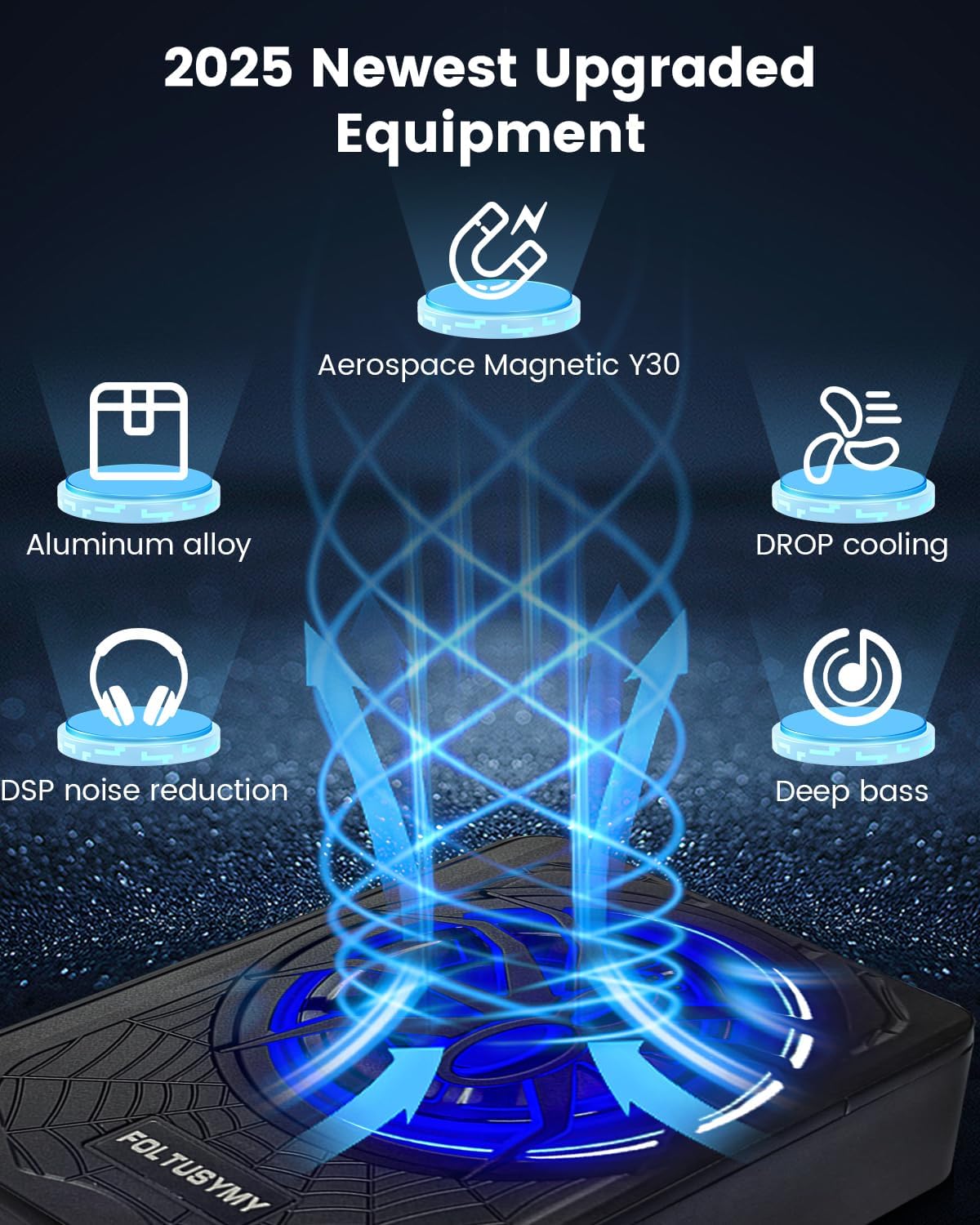 Thumbnail 4 de FOLTUSYMY 1200W 10-Inch Slim Under-Seat Powered Car Subwoofer (High/Low Inputs) with Blue LED