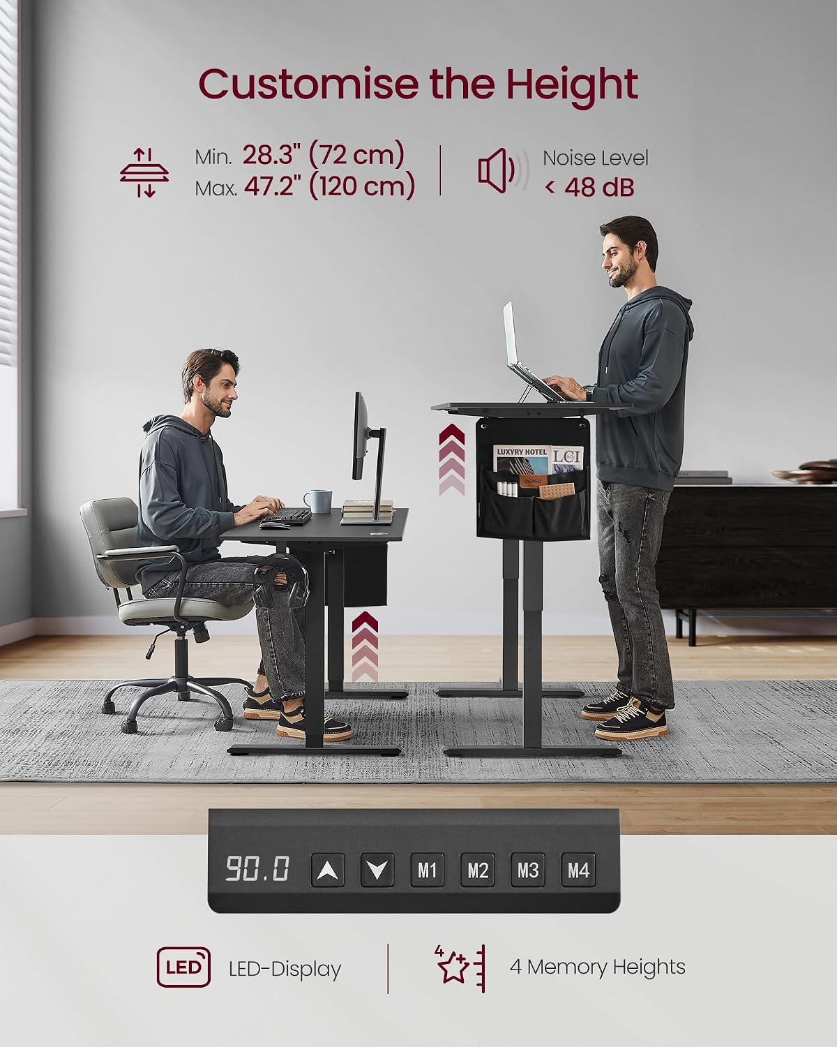 Detalle de VASAGLE Electric Standing Desk LSD134B02 (140 x 60 cm) – Height Adjustable