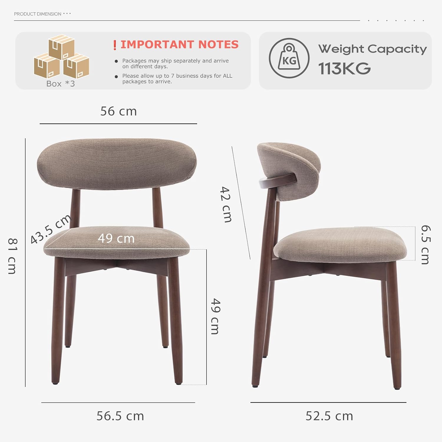 Thumbnail 2 de COLAMY Modern Dining Chairs Set with Wooden Legs – upholstered fabric dining chairs