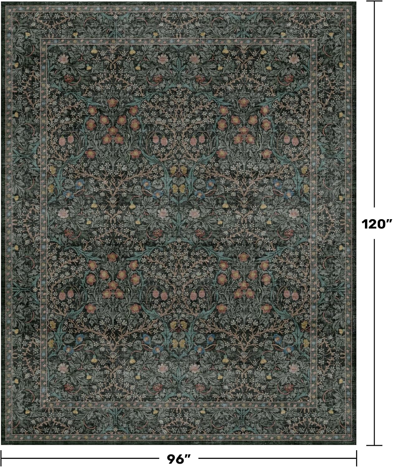 Detalle 2 de Vintage Dark Green 8x10 Rug 🏡