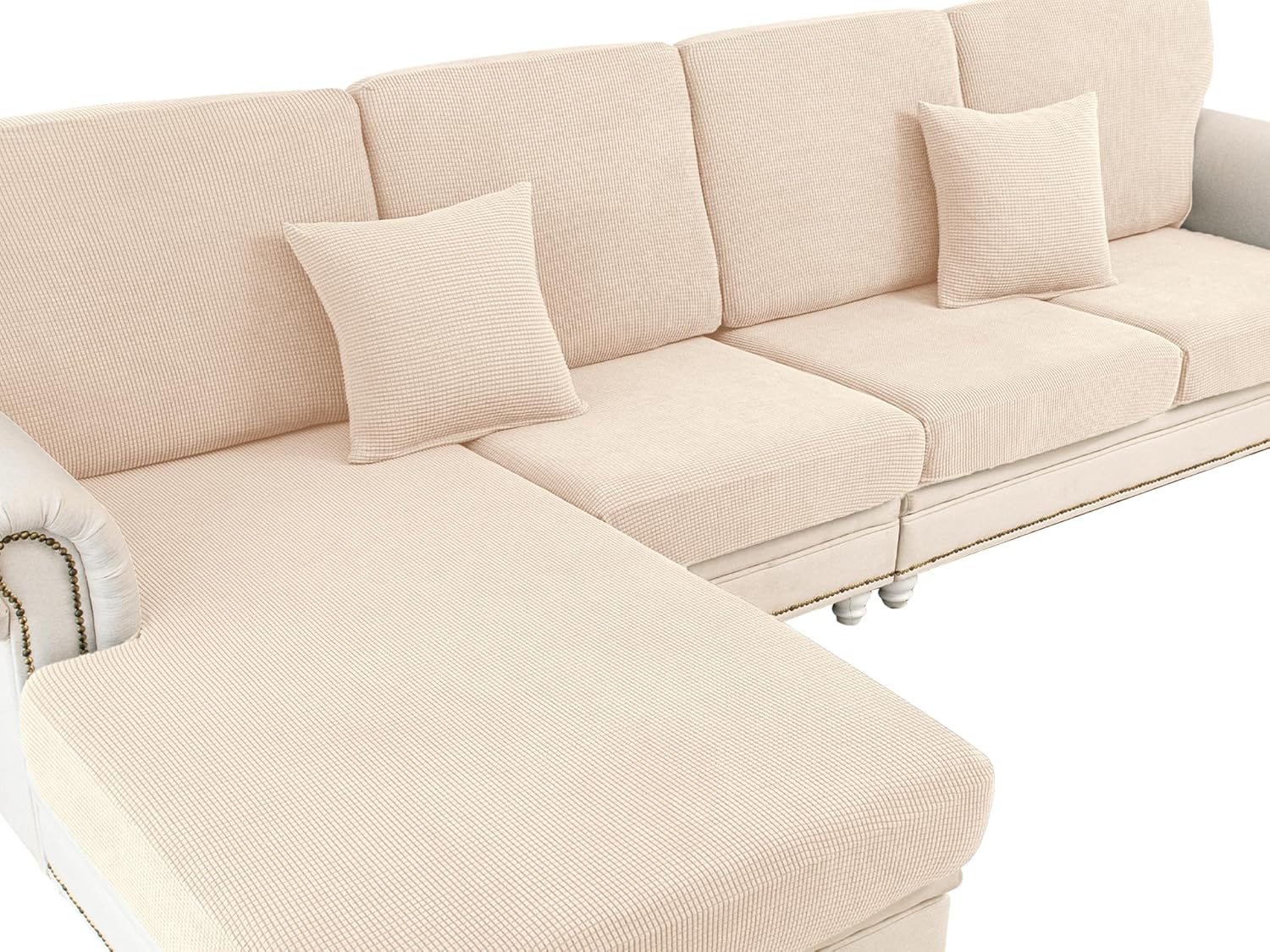 Thumbnail 6 de LA MEACK Couch Cushion Covers for Sectional Sofa (3-Seater + 1 Chaise) in Dark Grey