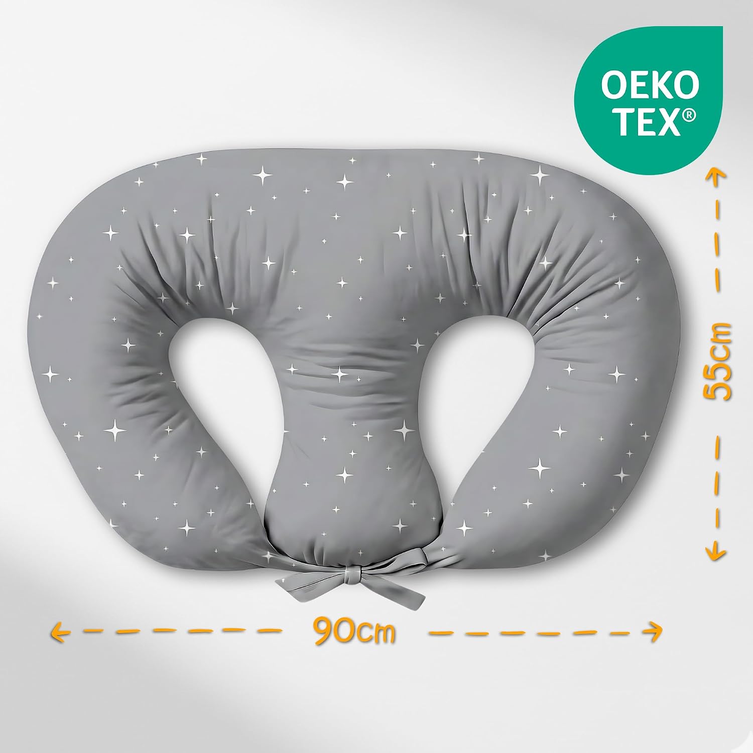 Detalle de Totsy Baby Cuscino allattamento gemellare ergonomico 90x50 cm (Oeko-Tex Galassia) per allattare in tandem e posizionare i neonati