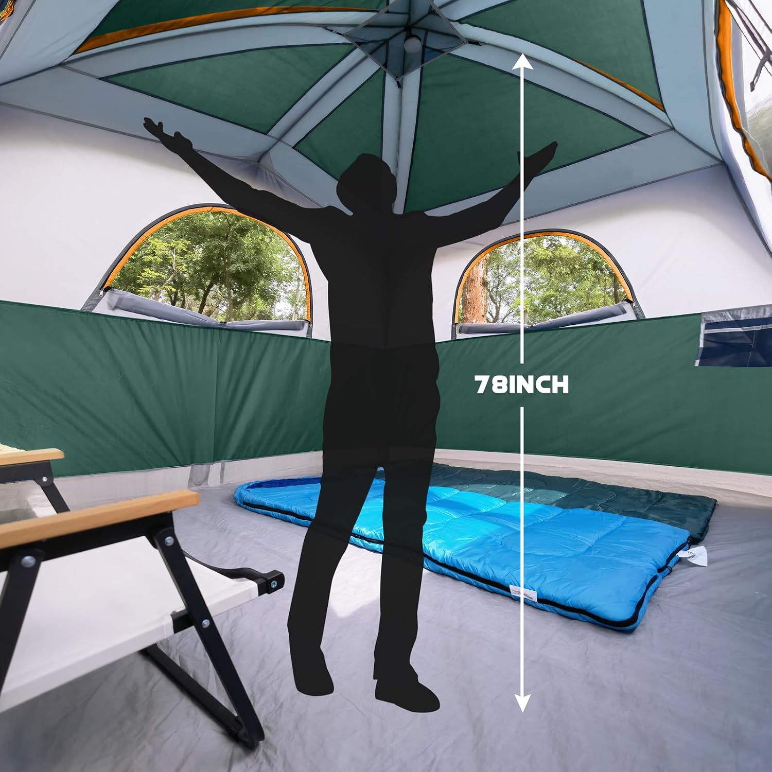 Detalle de UNP 6 Person Camping Tent: Waterproof Family Cabin with Rainfly, 10' x 9' x 78